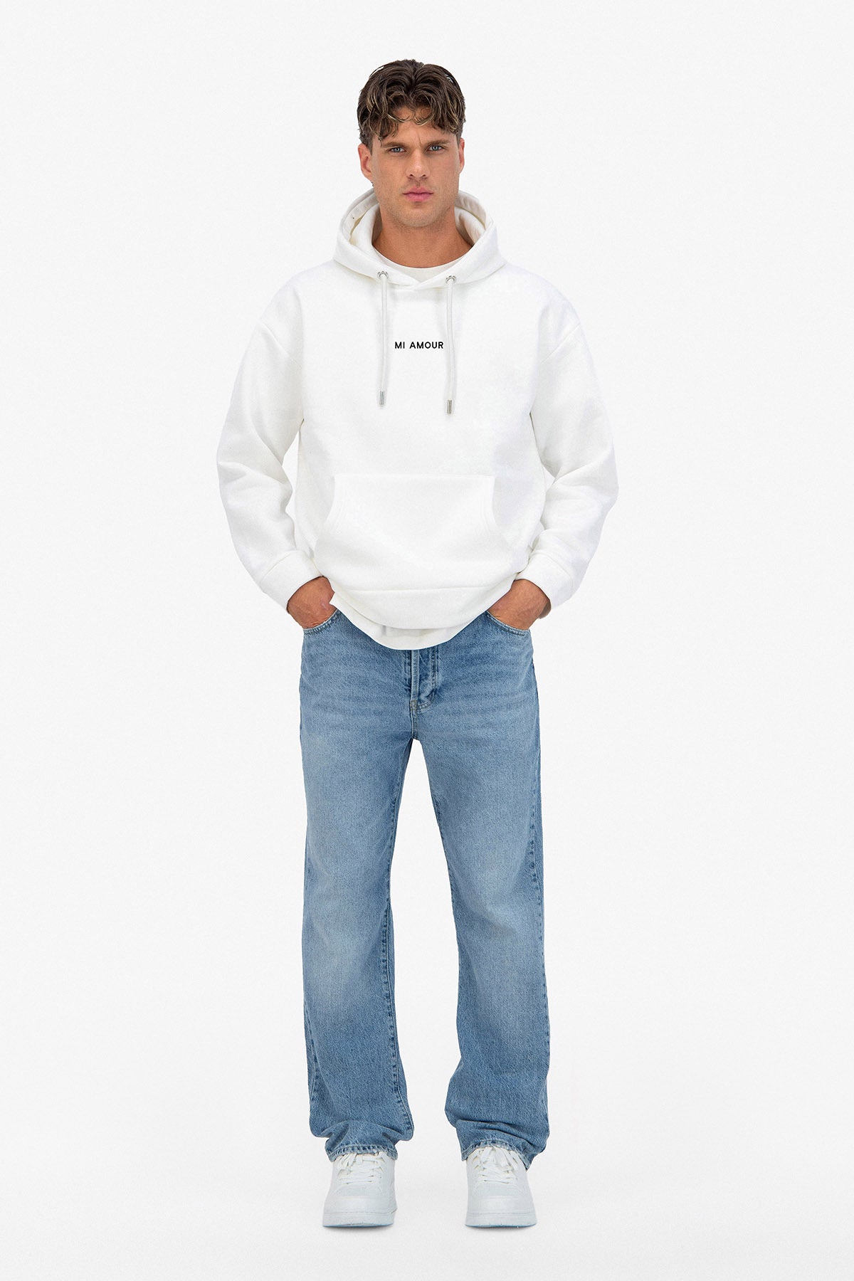 Sweat capuche blanc Amore