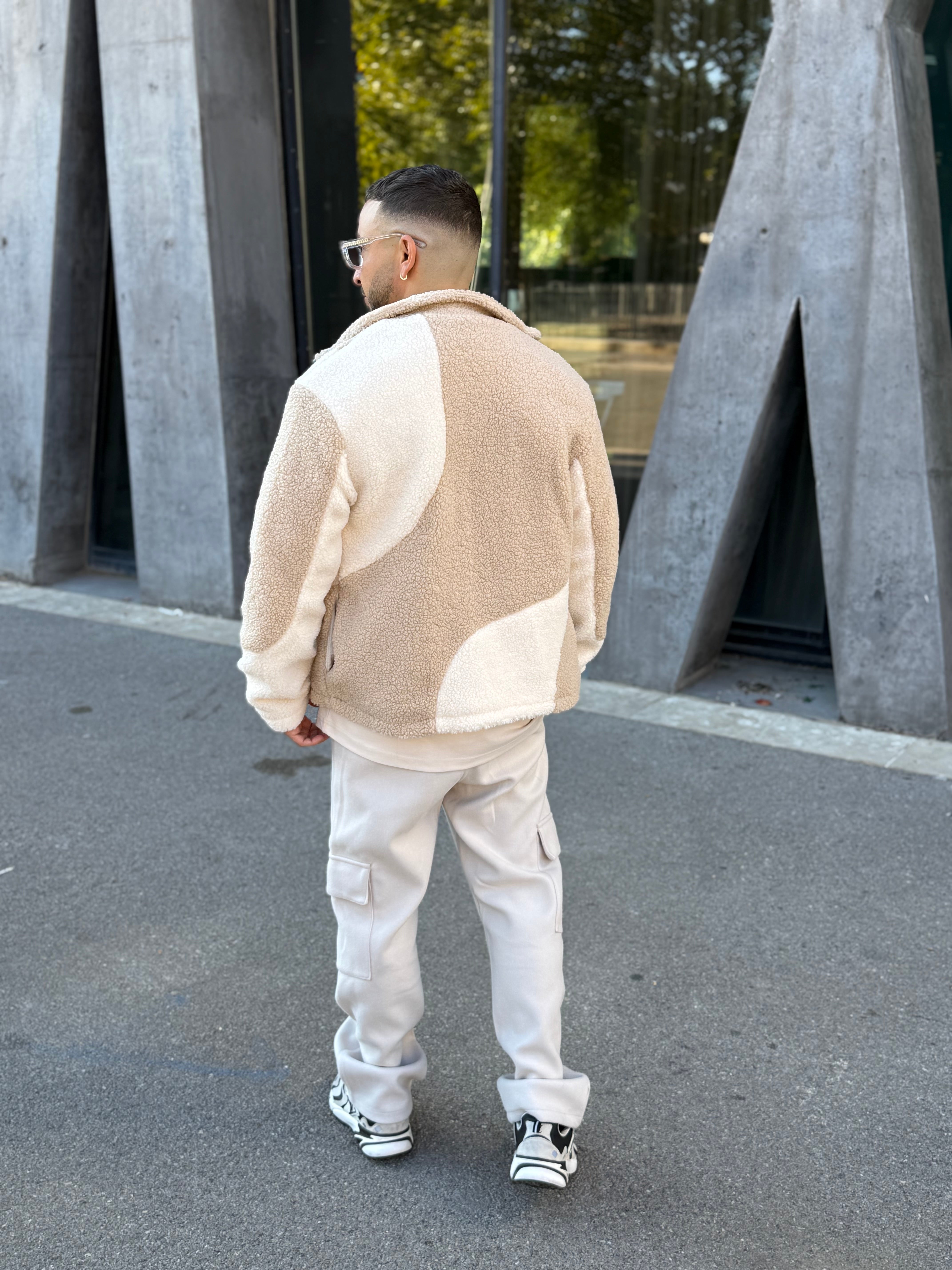 Veste laine beige blanc