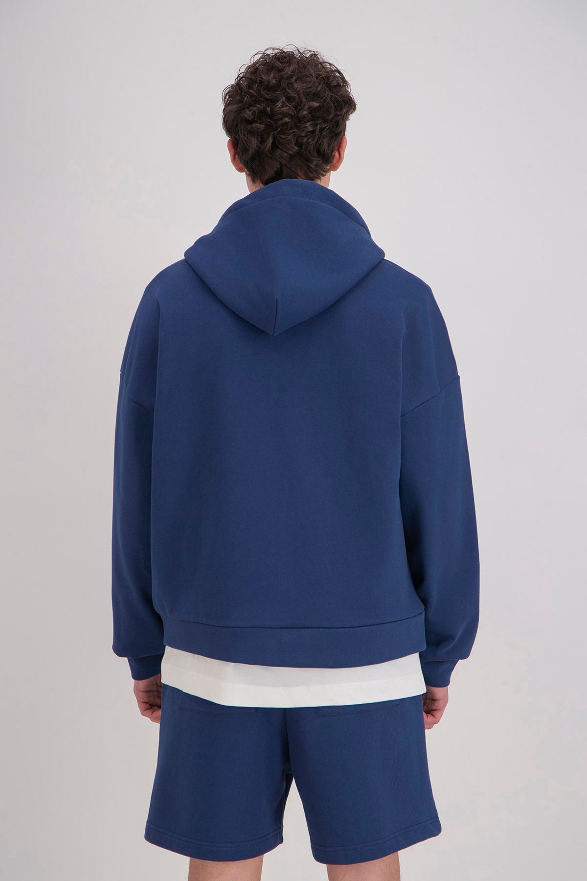 Veste / Sweat zip capuche bleu Cœur blanc