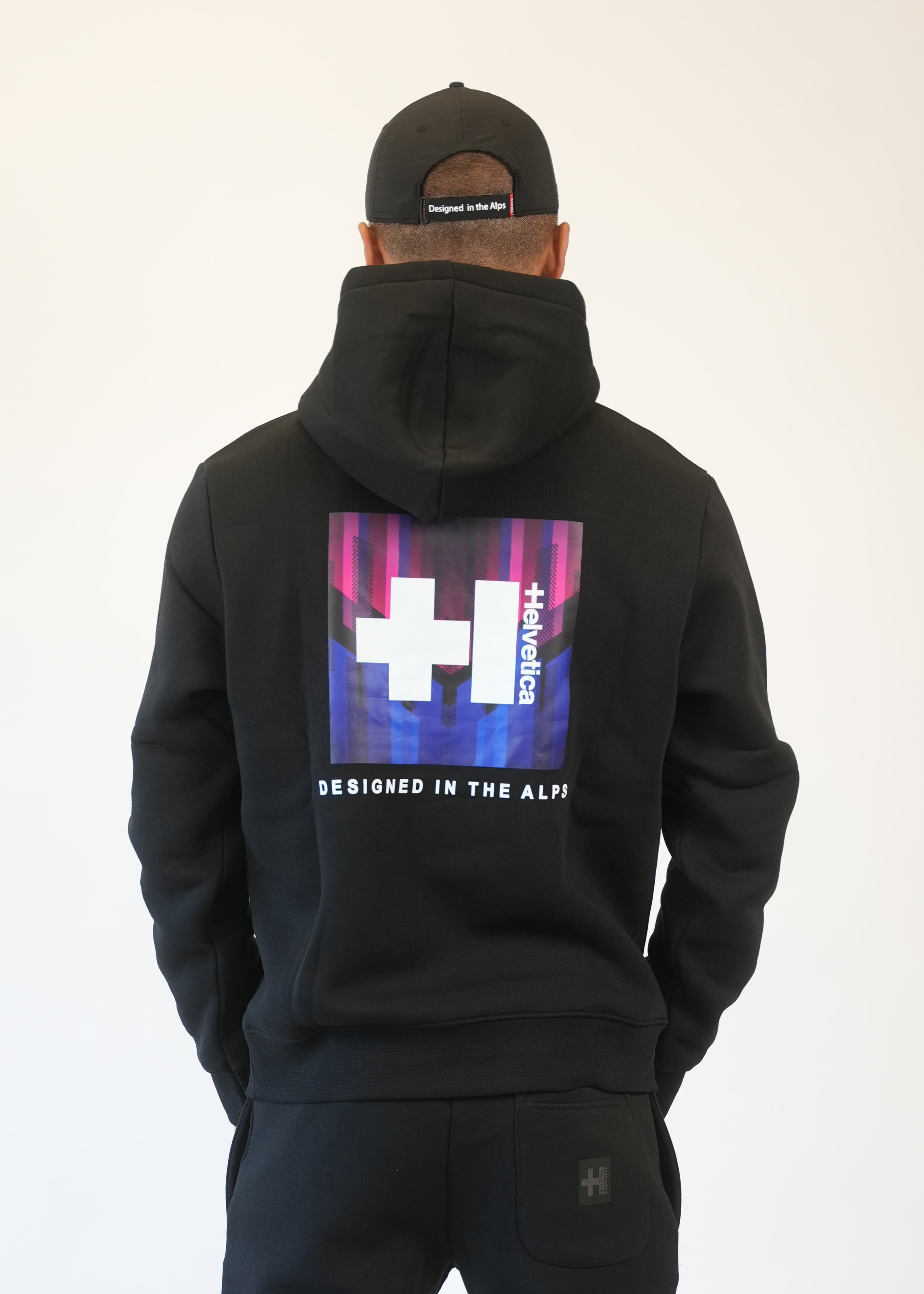 Helvetica - Sweat capuche Square noir