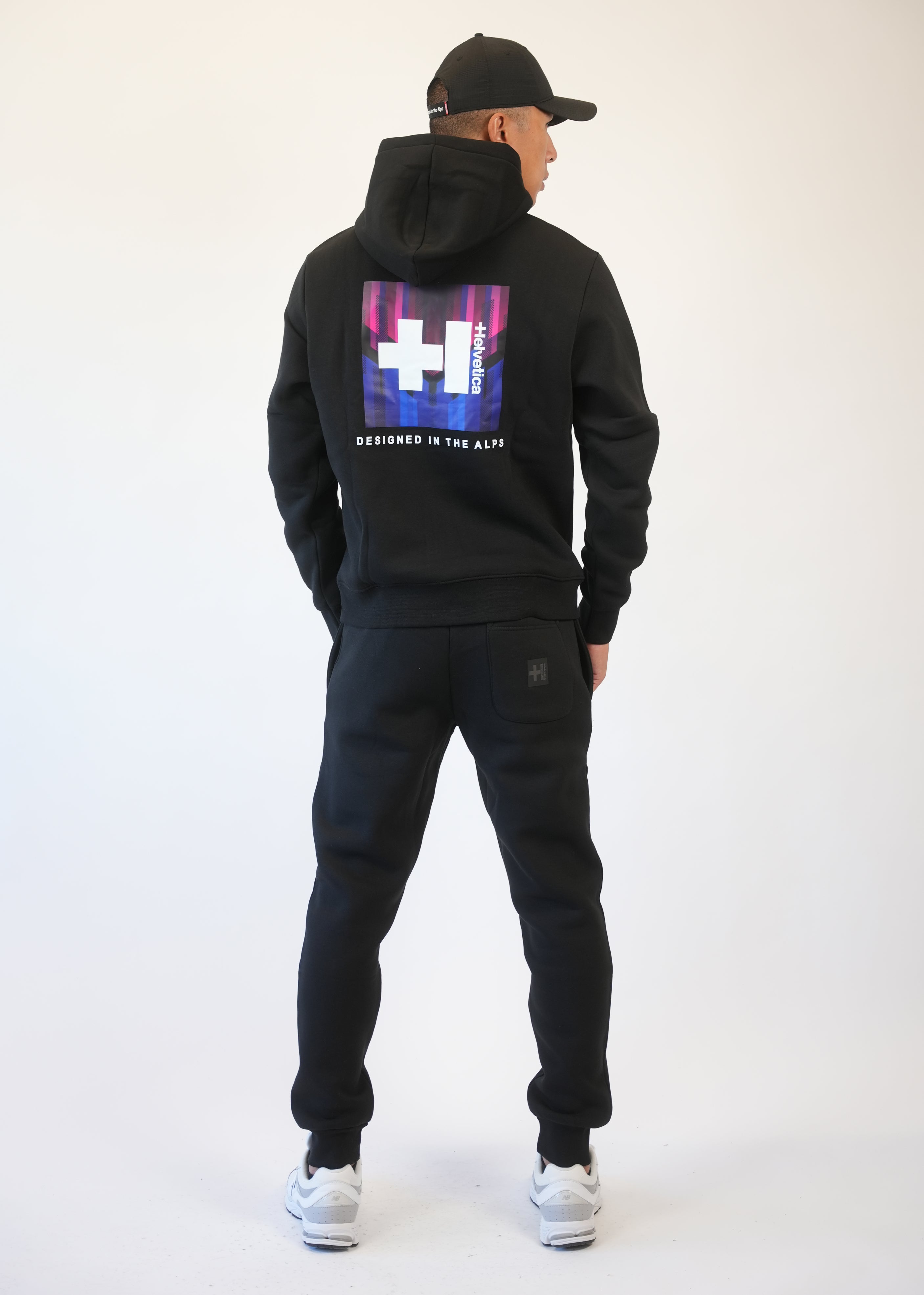 Helvetica - Sweat capuche Square noir
