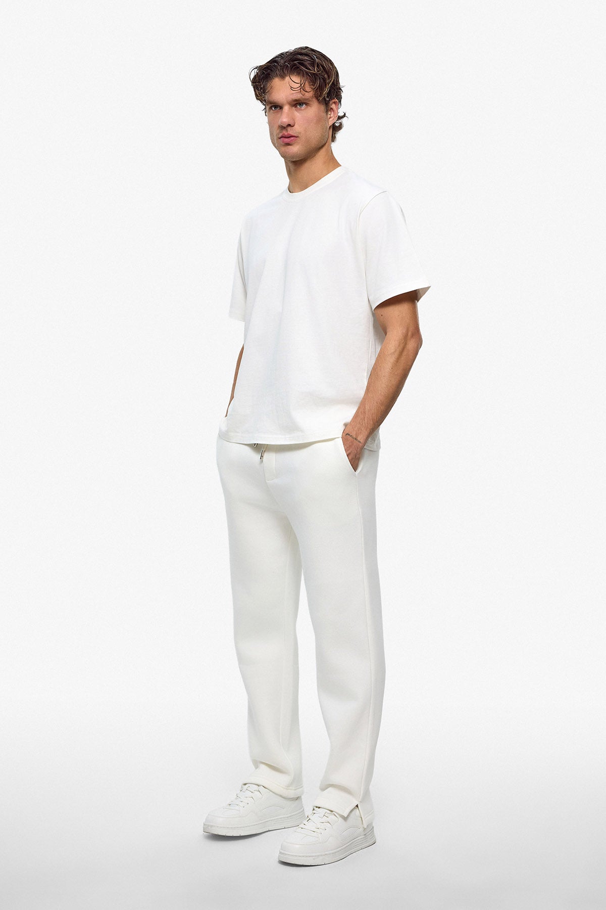 Pantalon jogg fente blanc
