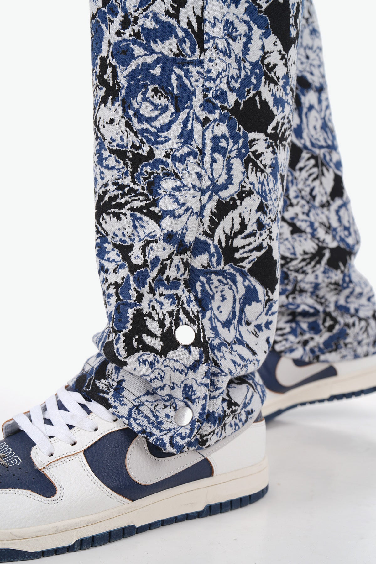 Pantalon motif noir bleu blanc LL1114