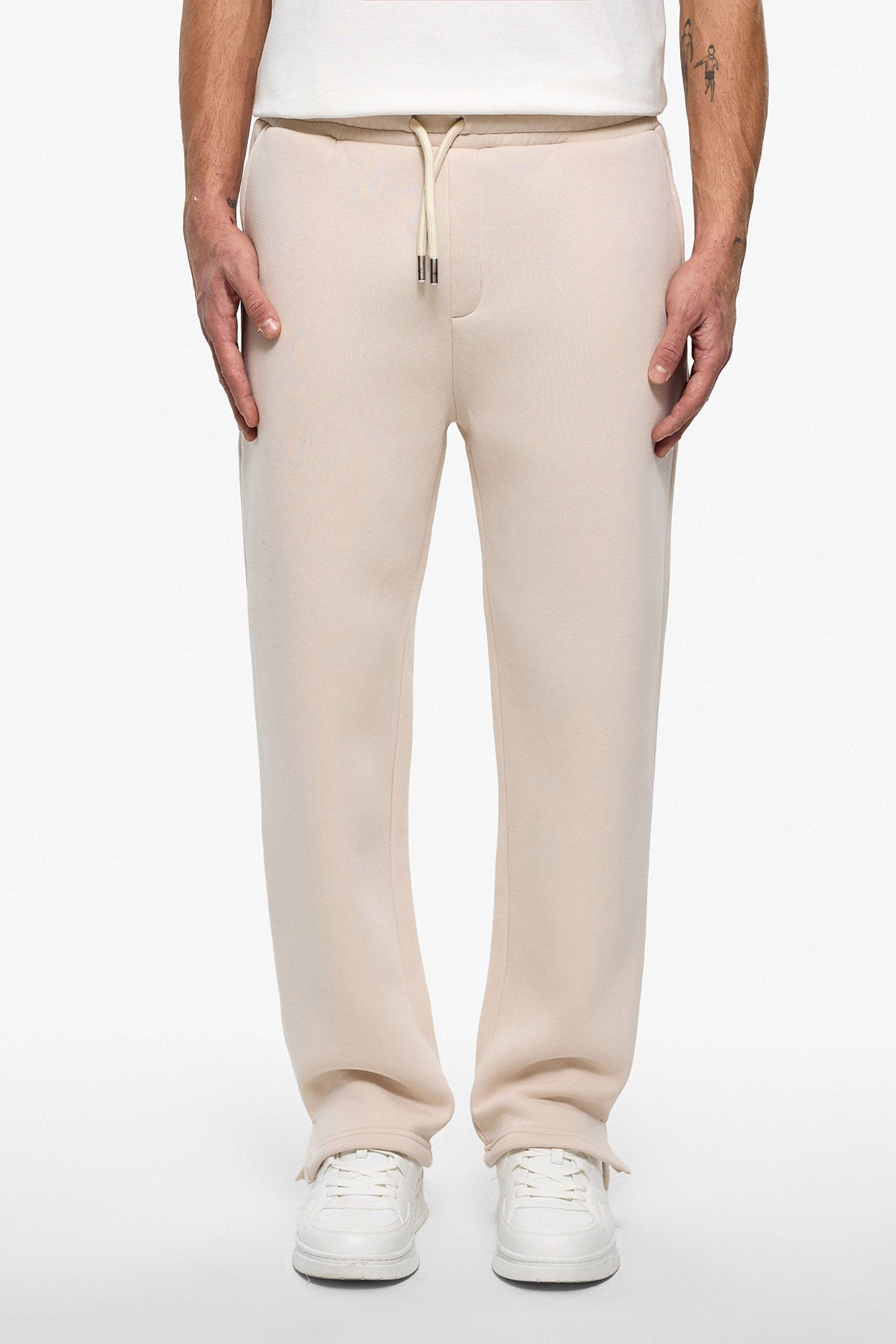 Pantalon jogg fente beige