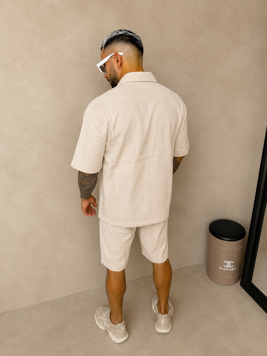 Chemise beige Cœur blanc
