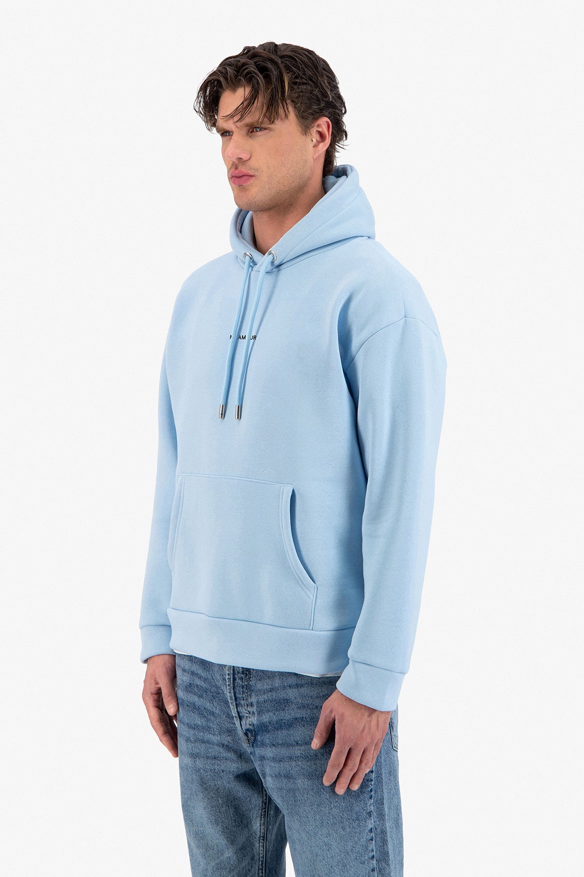 Sweat capuche bleu Amore