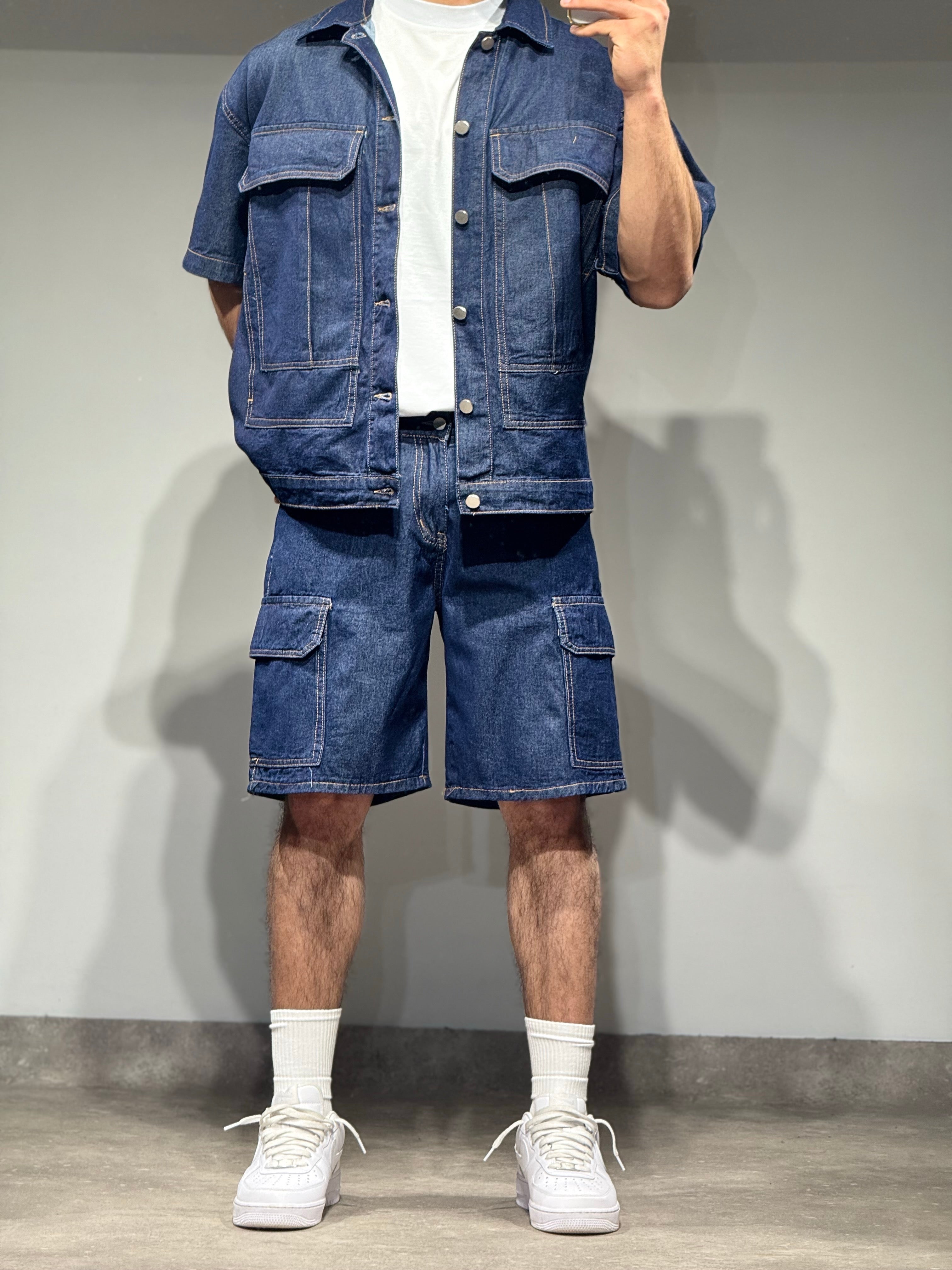 Ensemble Jean short + chemise brut