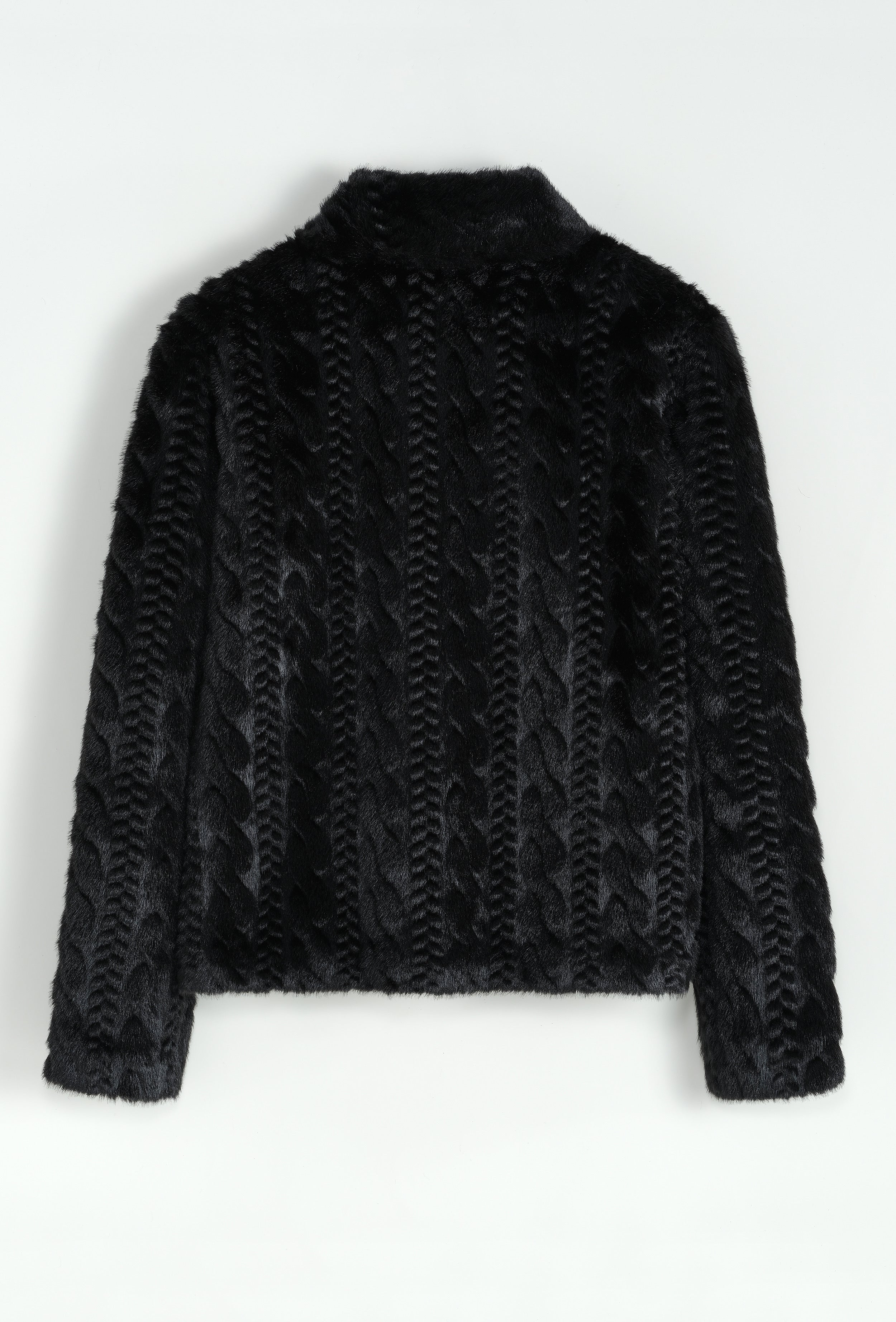 Veste fourrure noir motifs