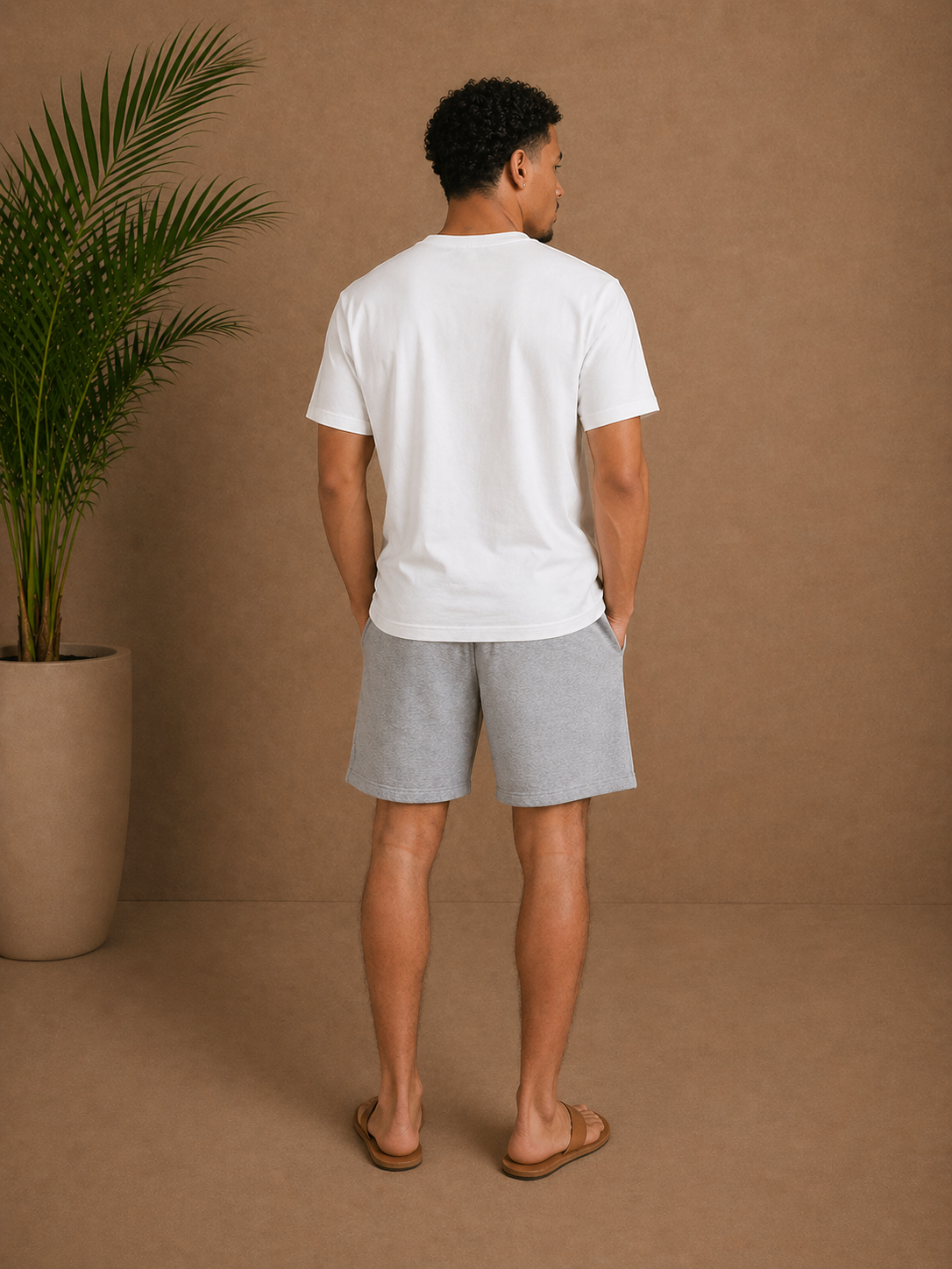 Short coton gris