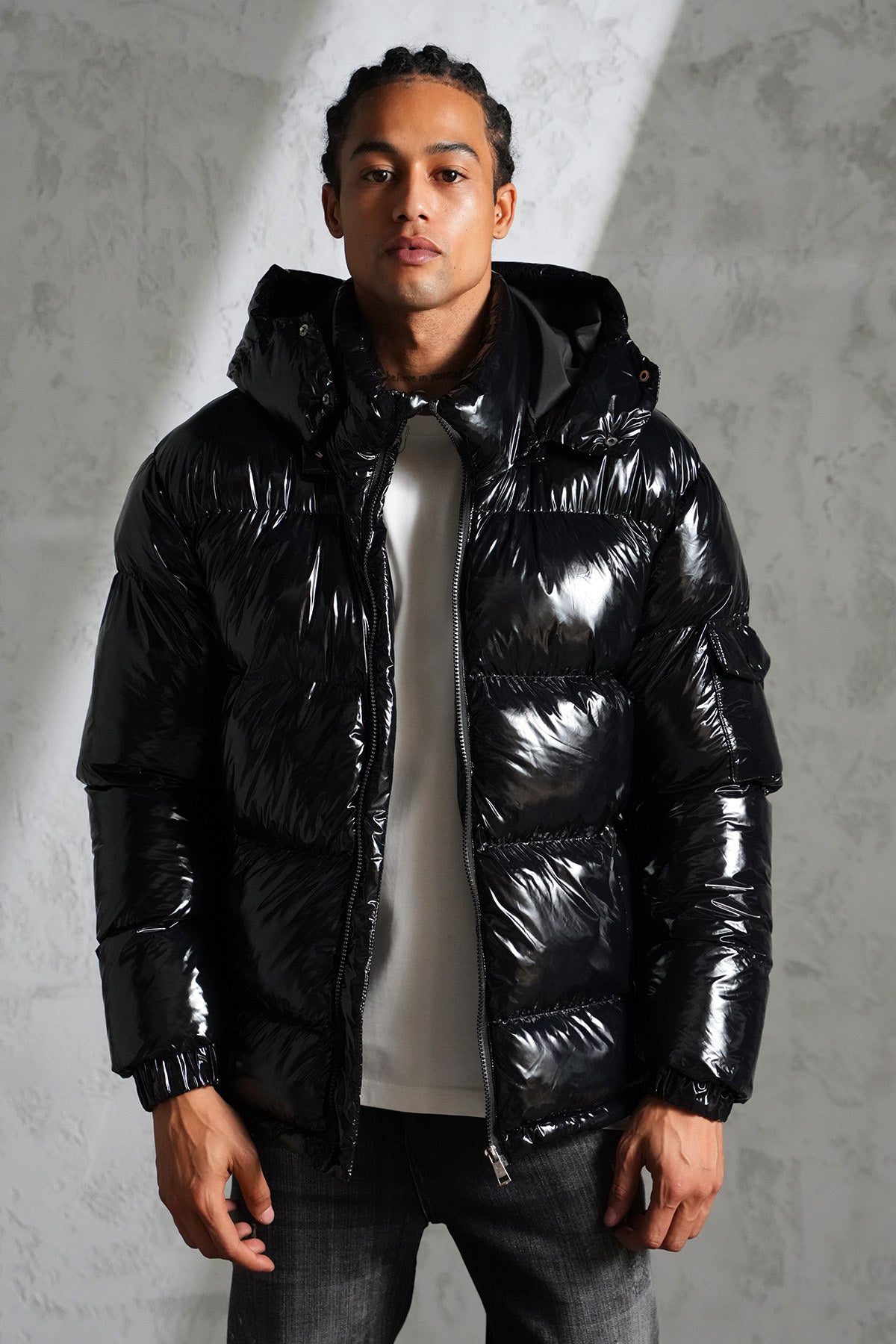 Doudoune brillante noir