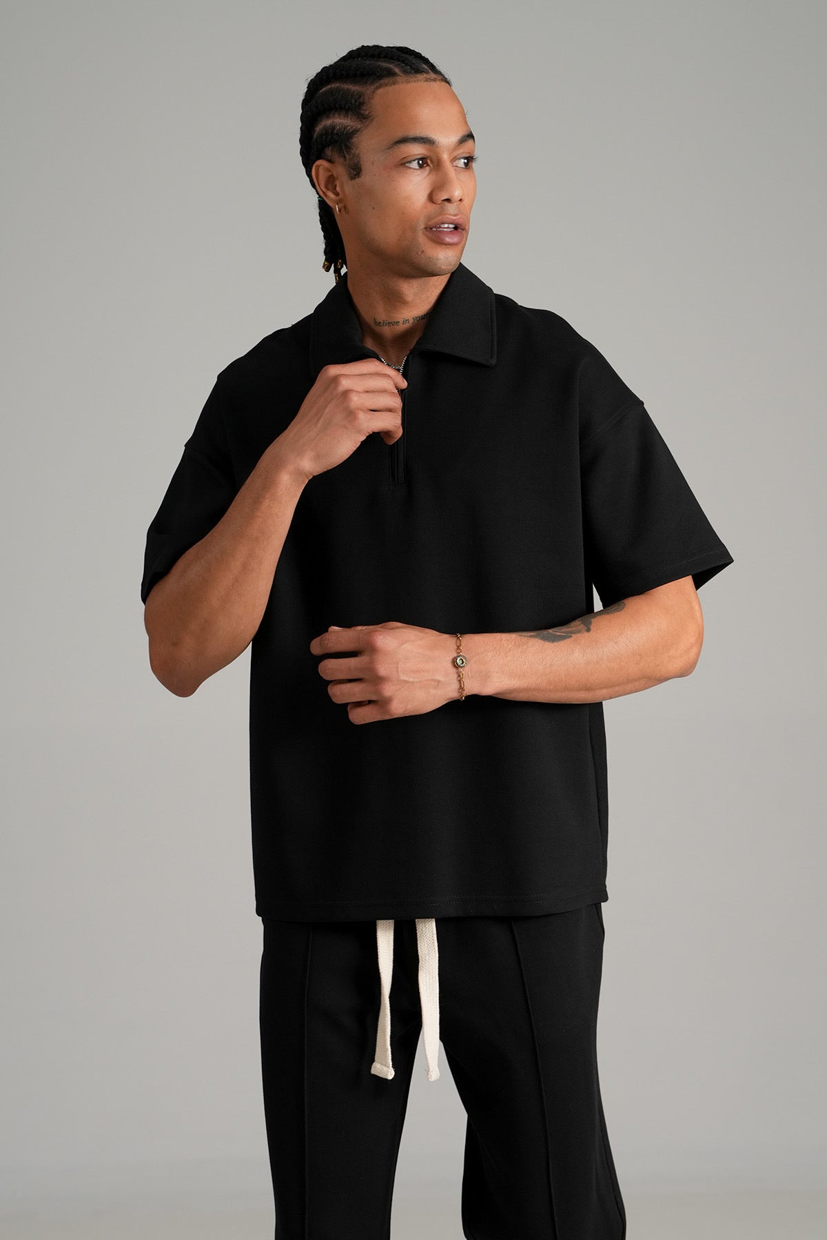 Ensemble noir Polo zip + pantalon