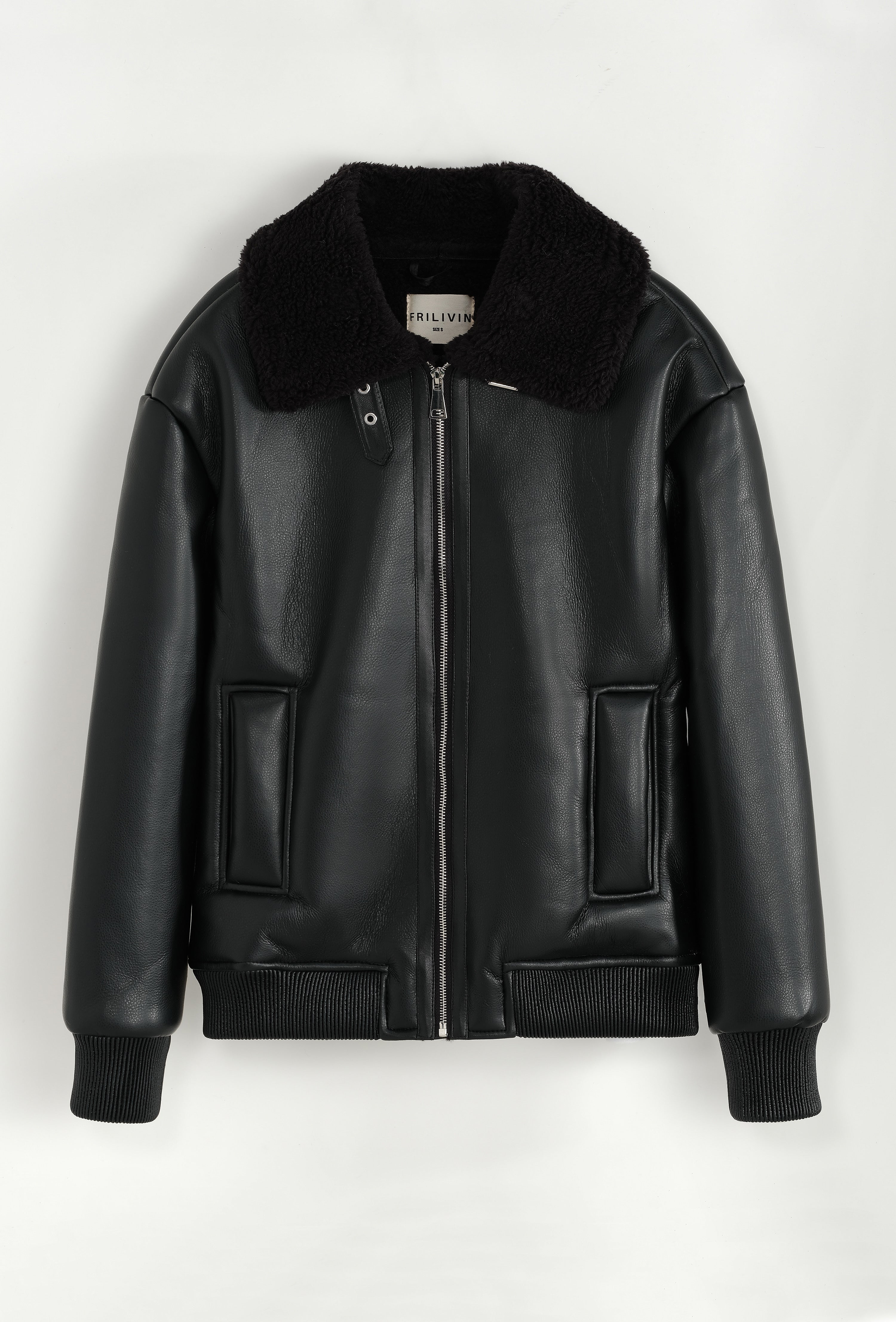 Veste Bombardier col fourrure noir