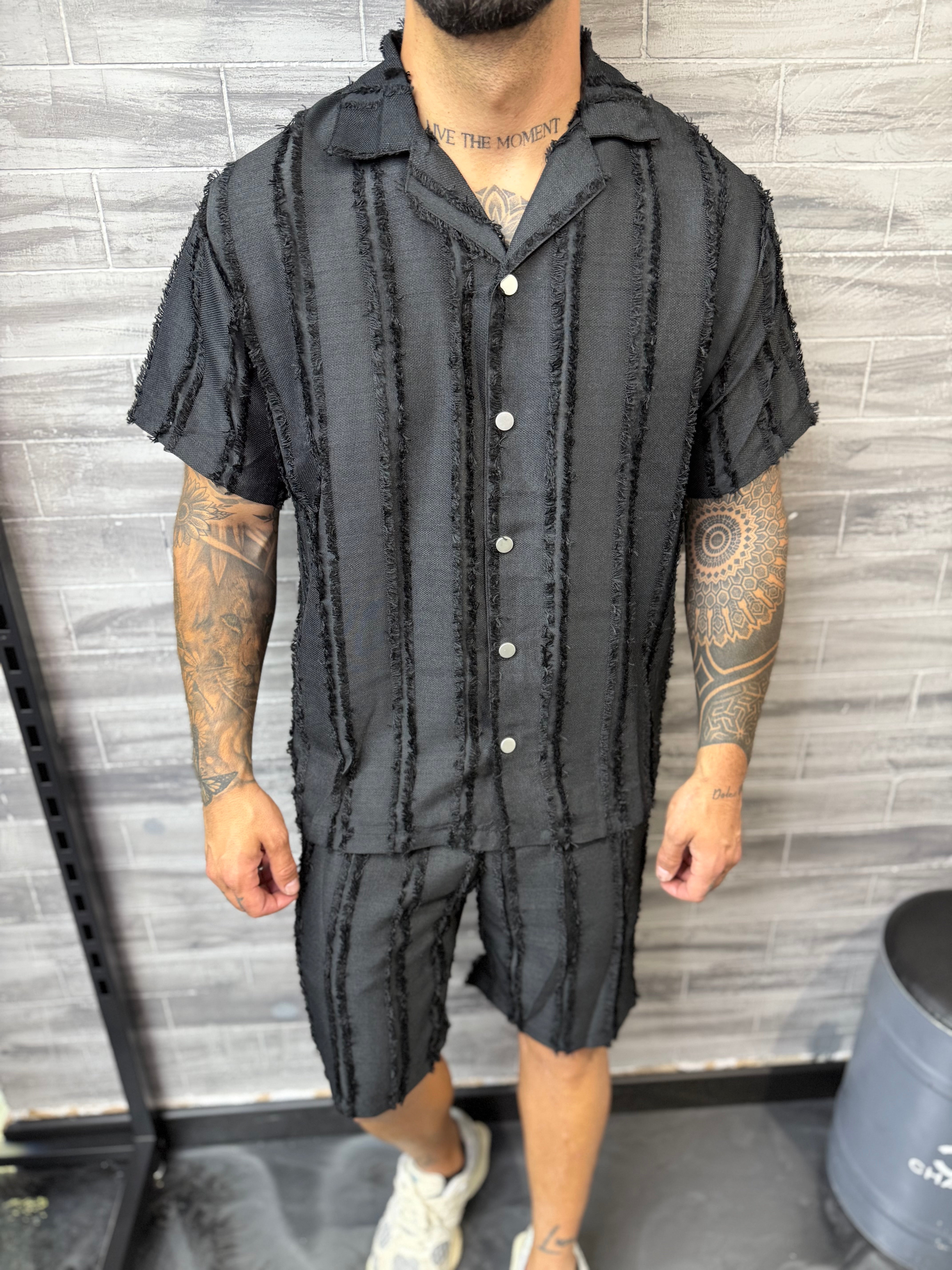 Ensemble Lisbone short + chemise noir