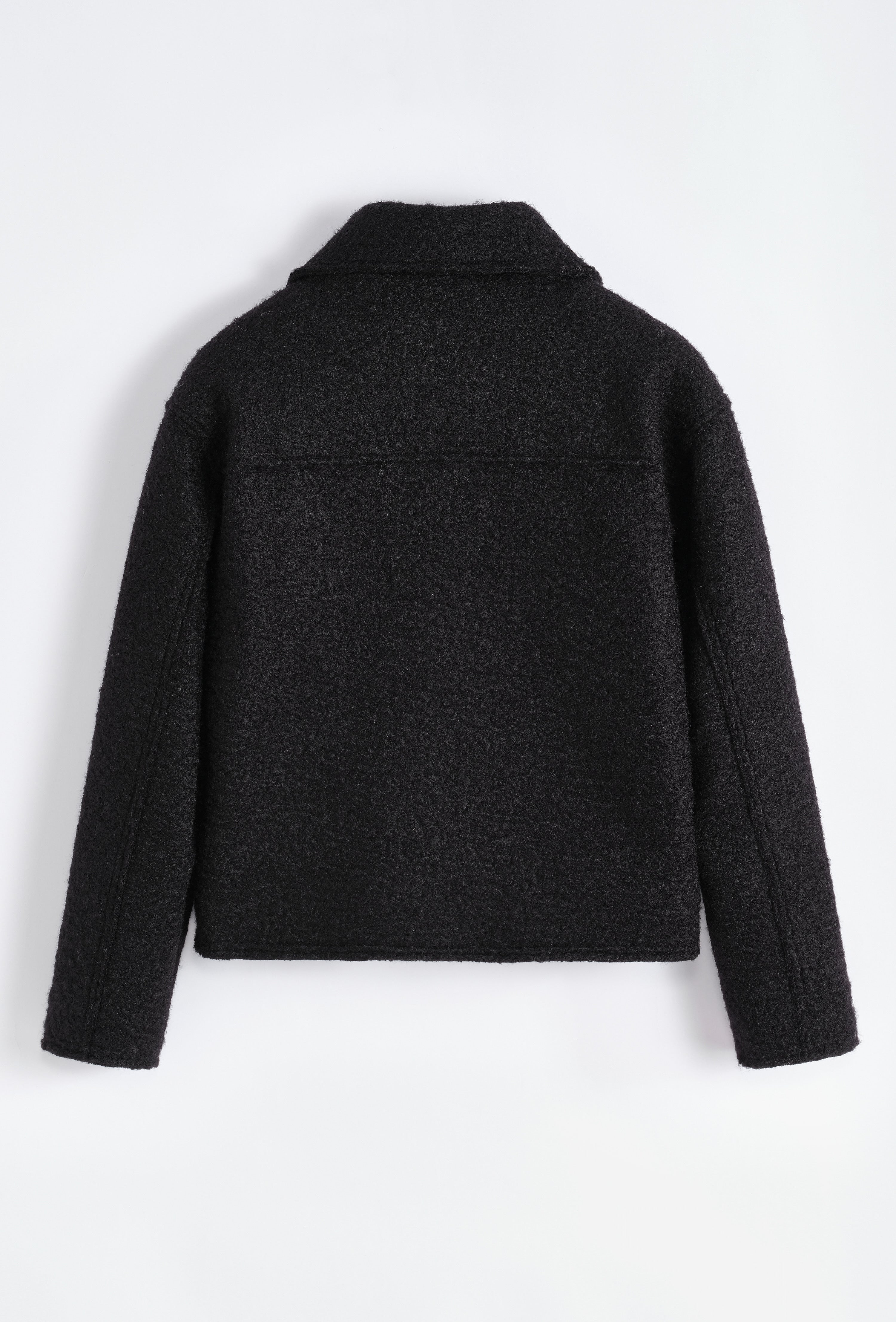 Veste noir en laine bouclée
