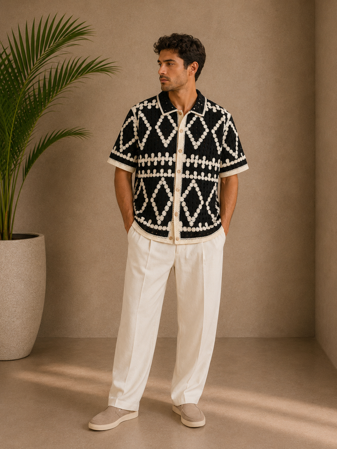 Chemise crochet noir et blanche
