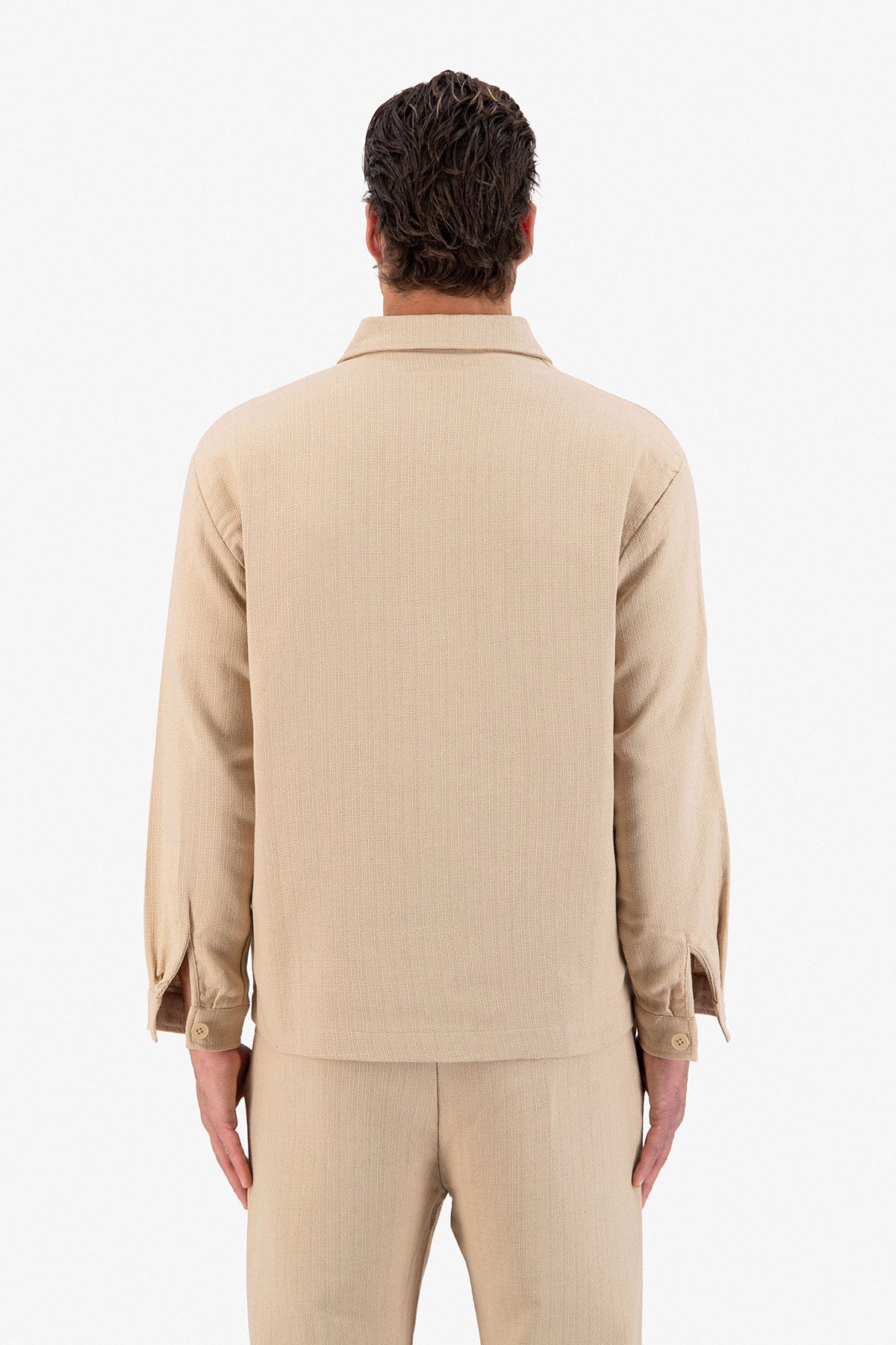 Chemise manche longue Jacquard beige