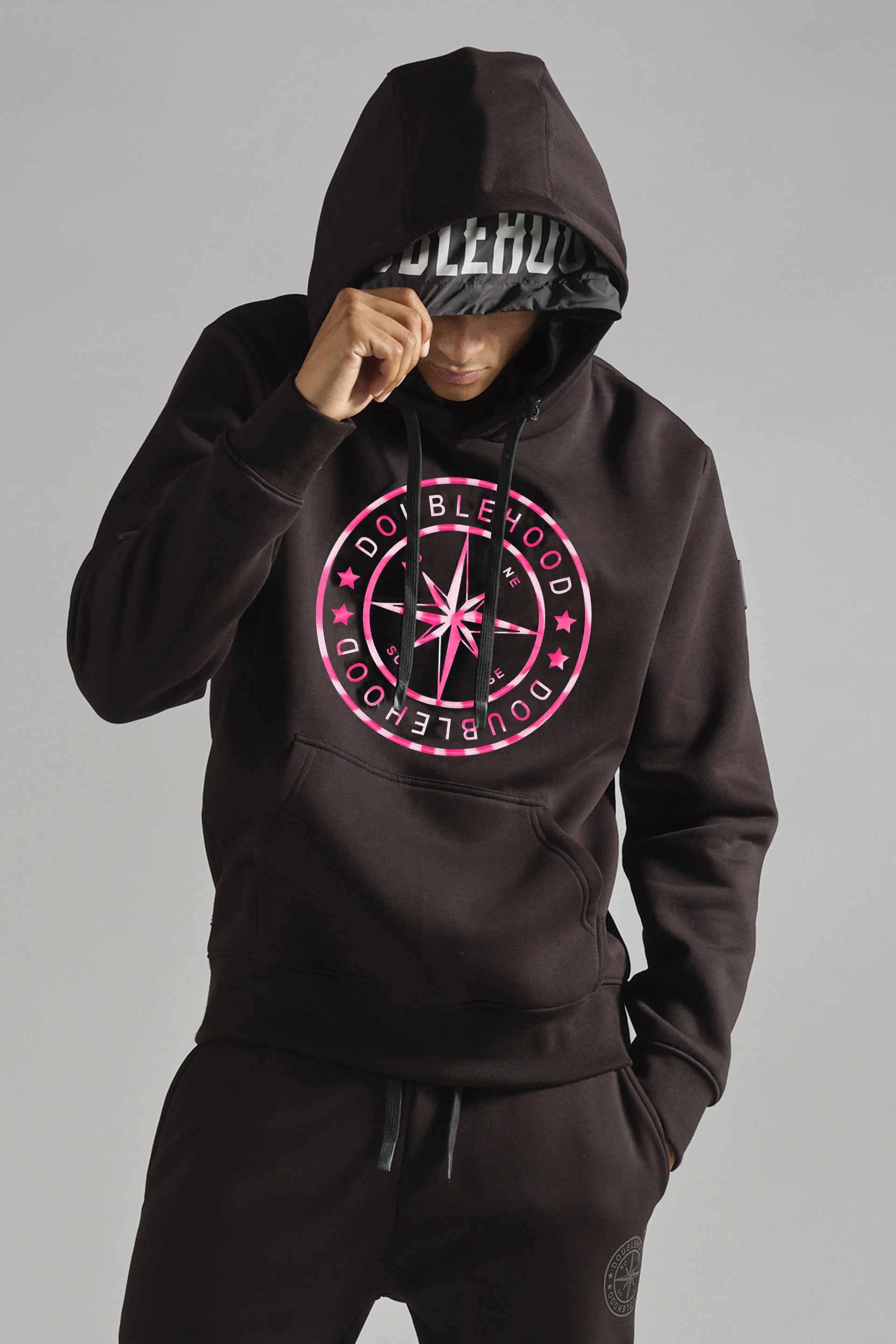 Doublehood - Sweat capuche Taylor noir / rose