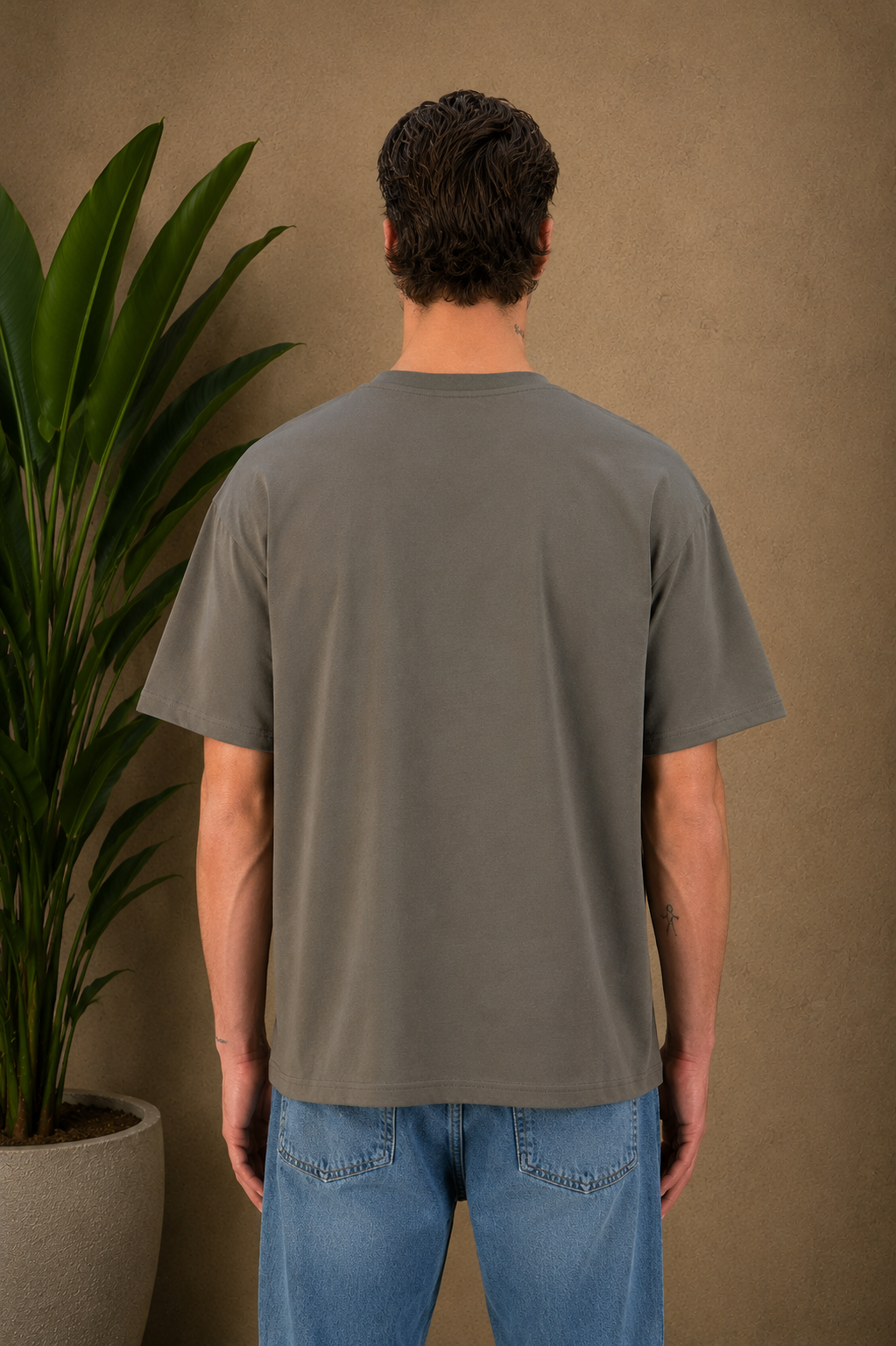 T-shirt kaki cœur blanc