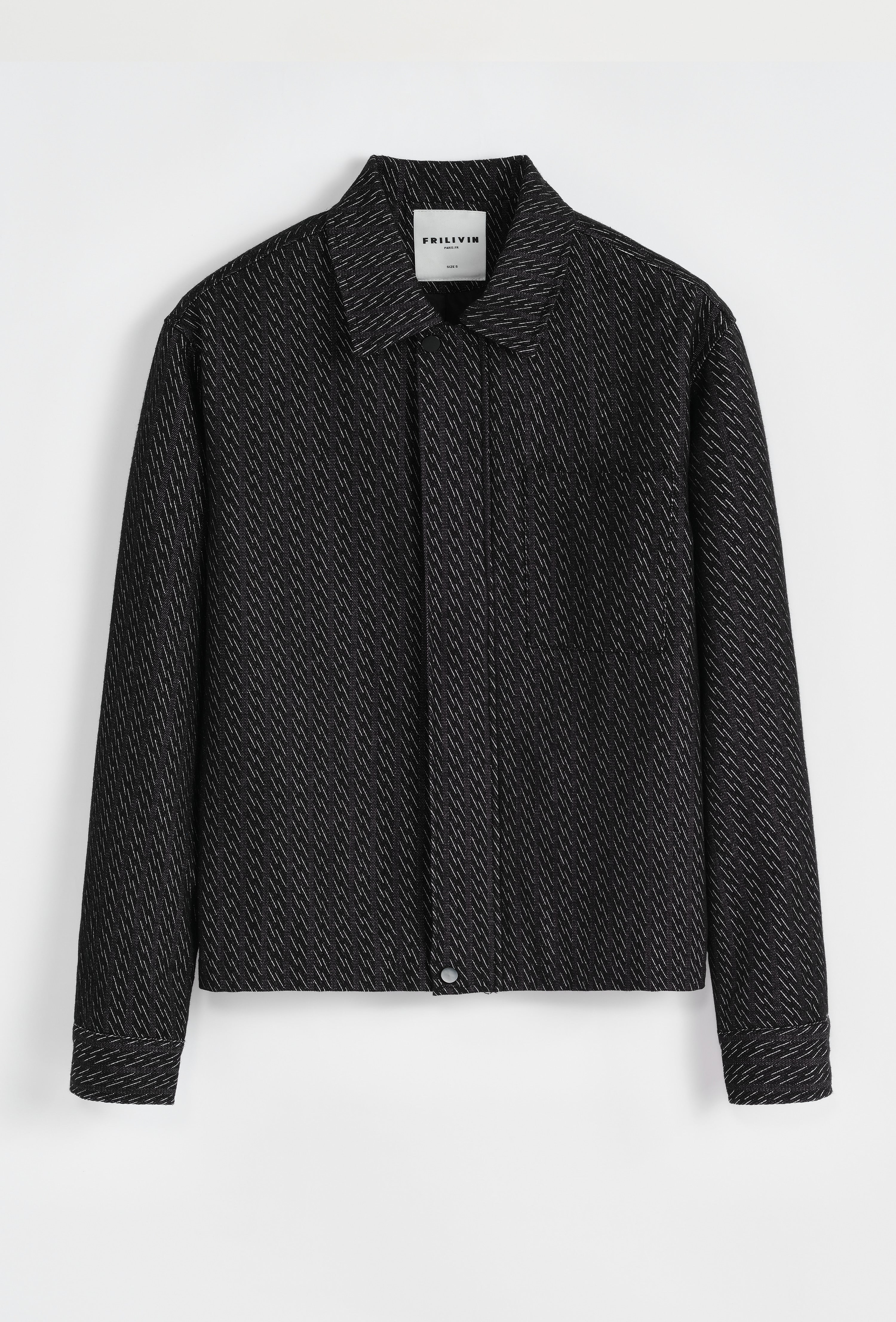 Veste zip noir motif blanc