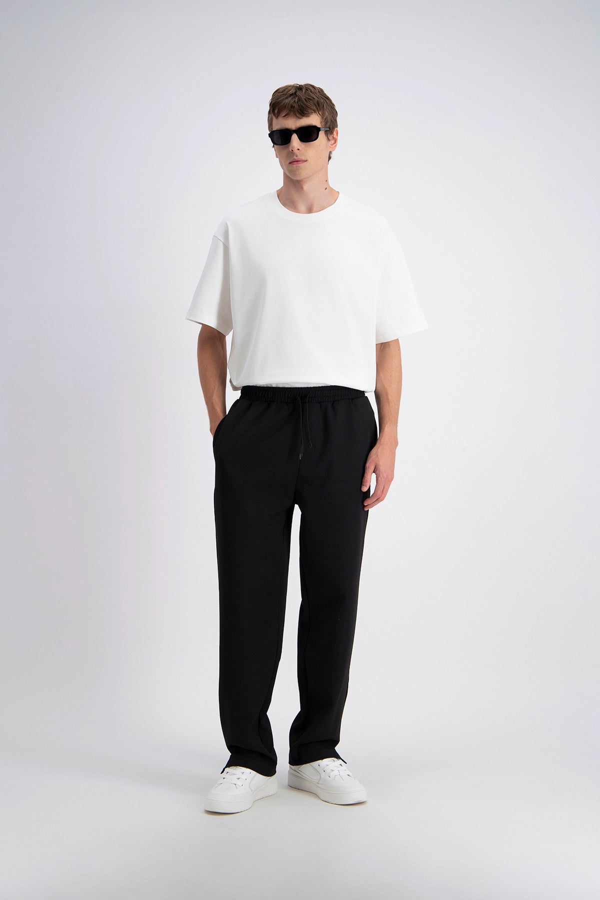 Pantalon large noir fente