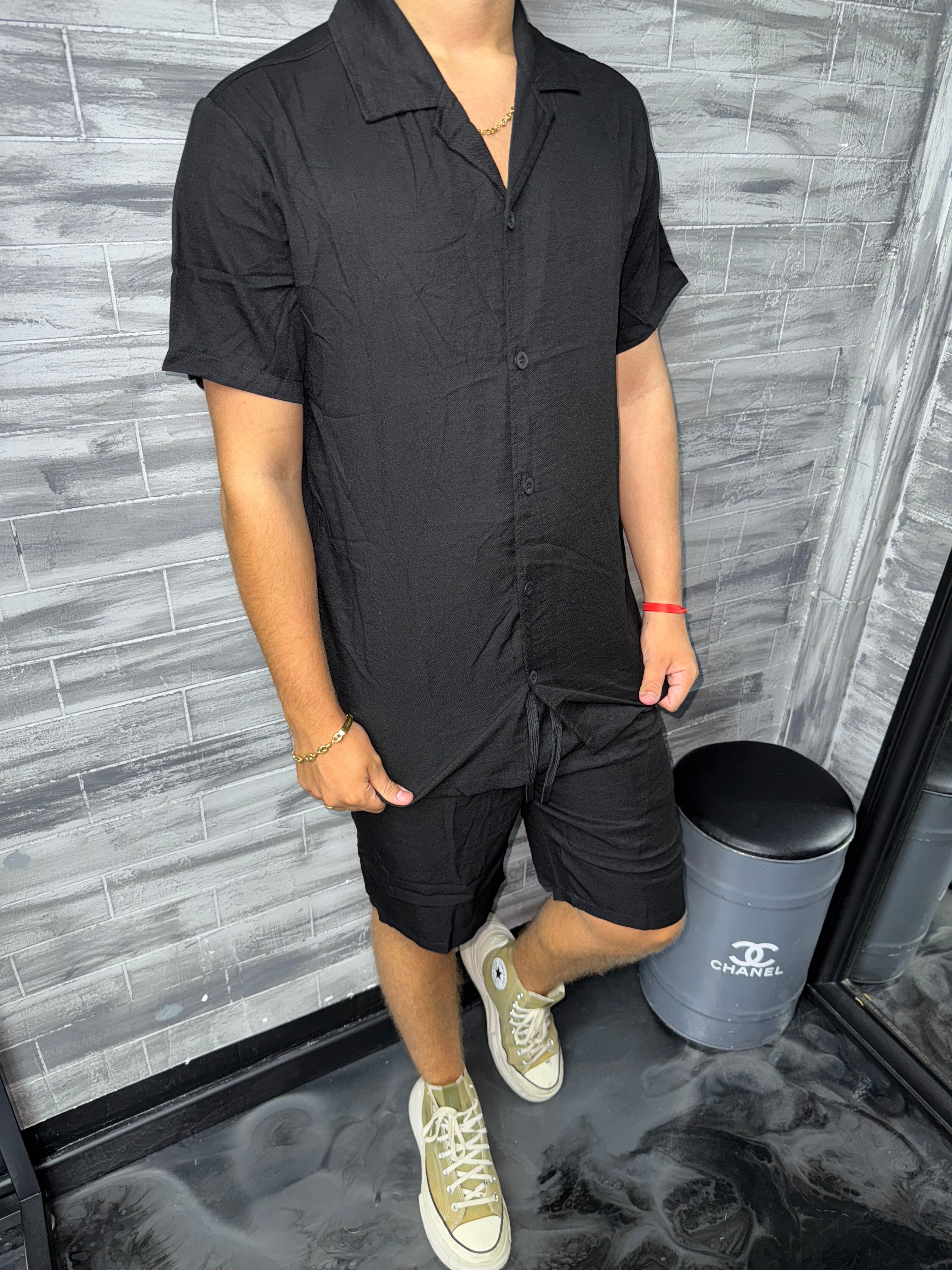 Ensemble Ibiza short + chemise noir