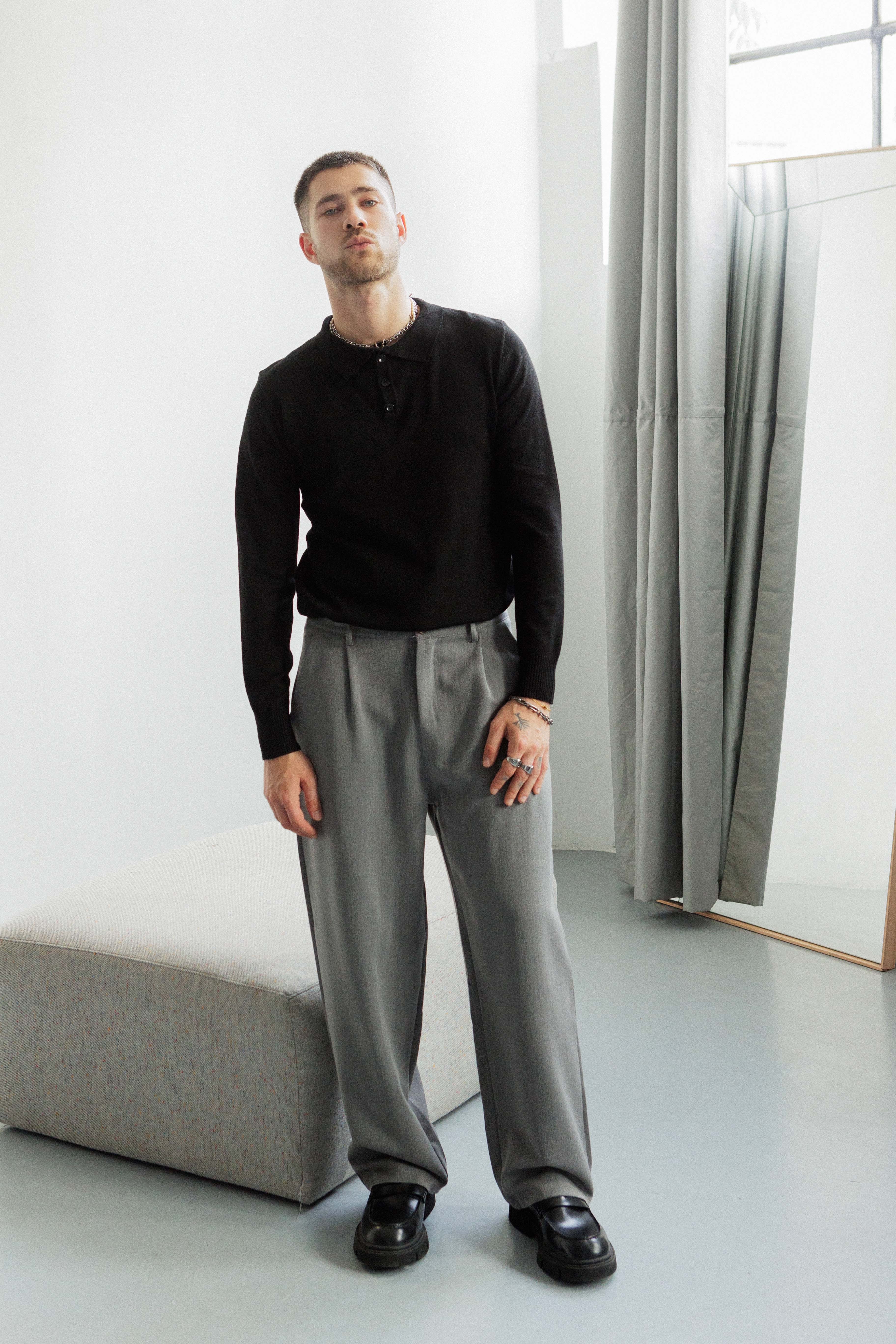 Pantalon large habillé gris