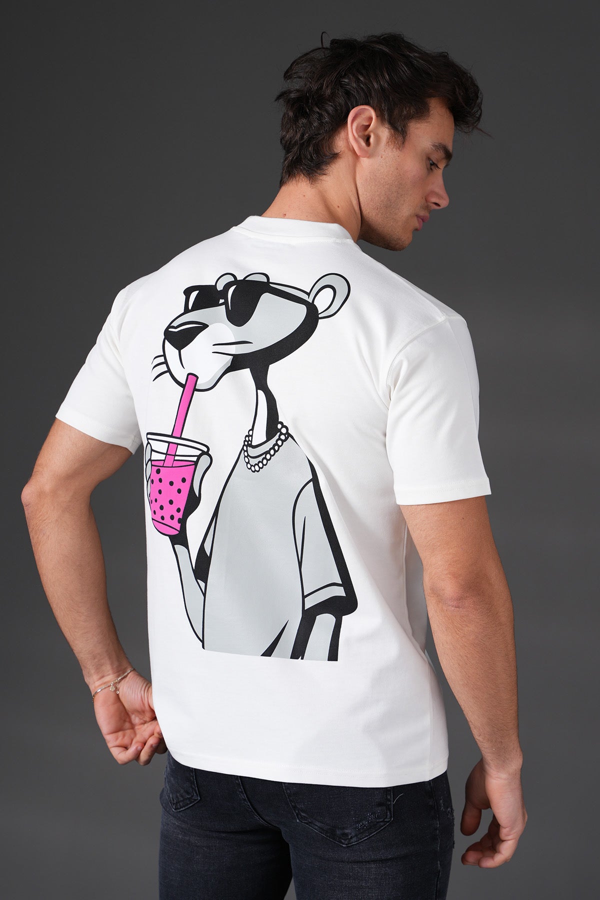 T-Shirt Panthère Rose blanc