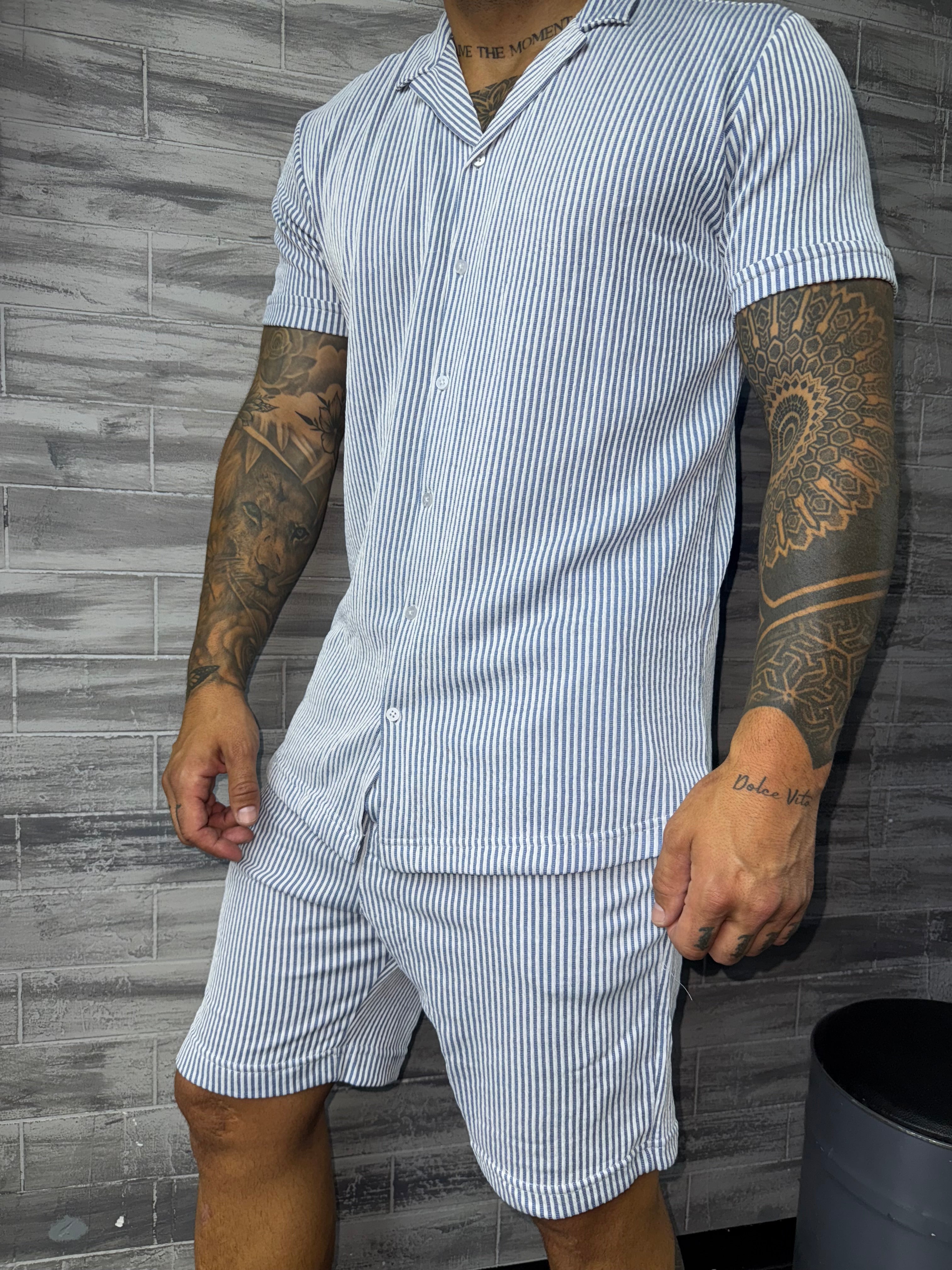 Short rayure blanc / bleu