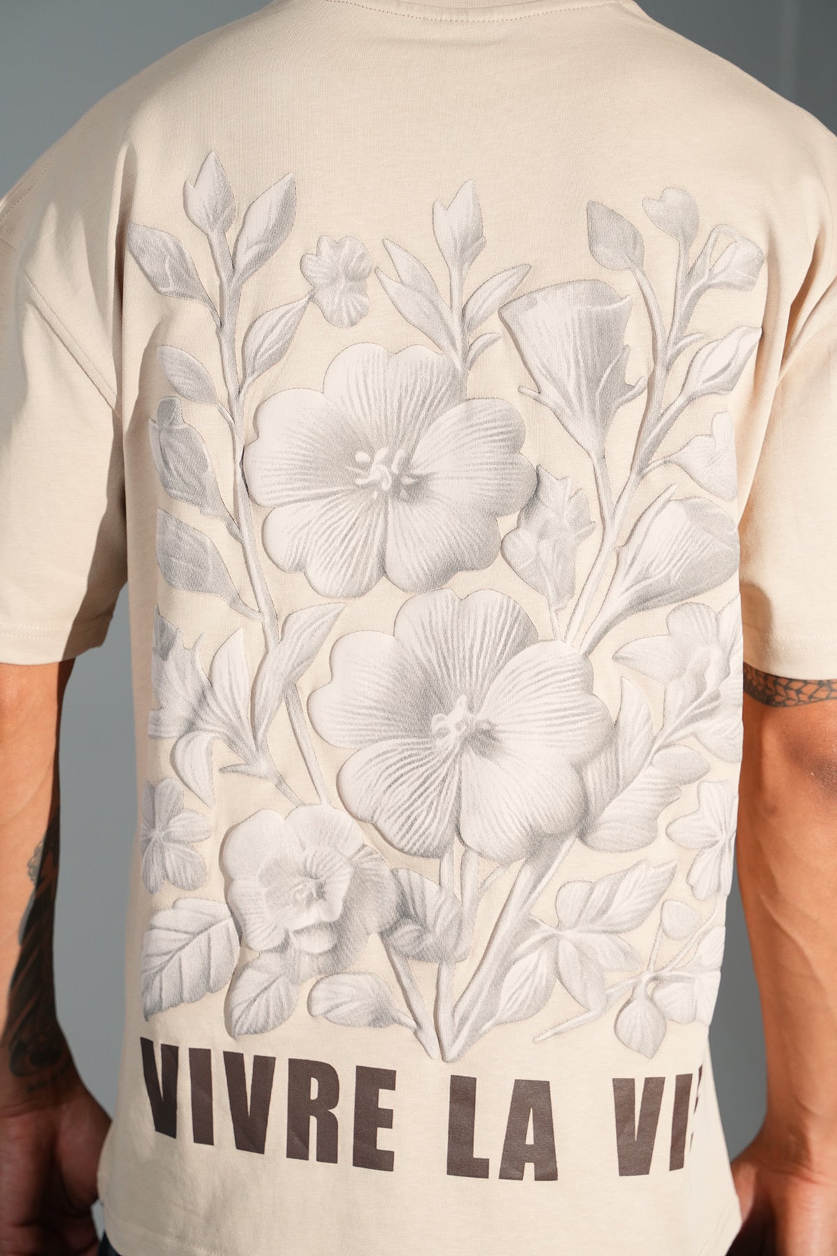 T-Shirt Vivre la vie beige