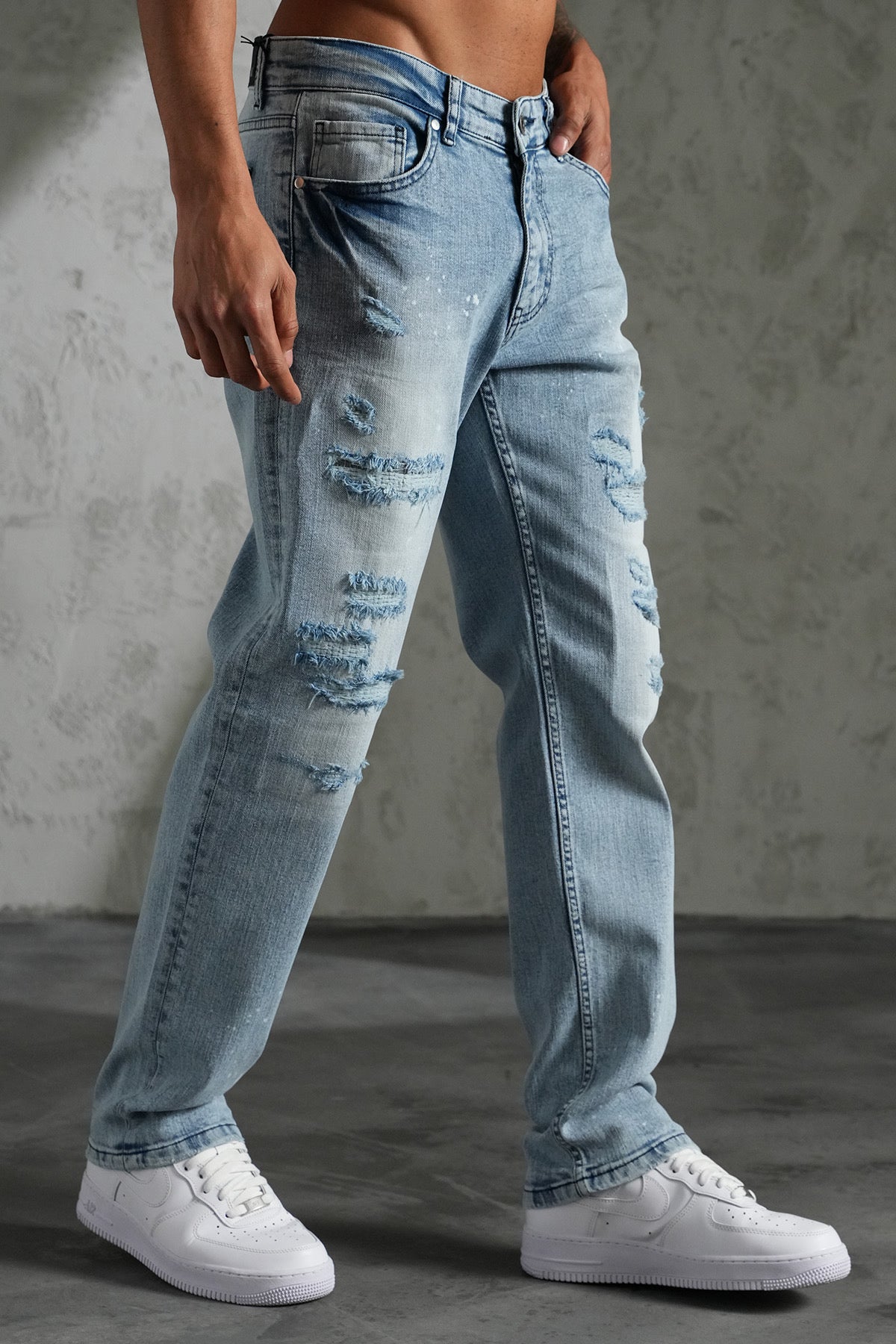 Jean regular bleu destroy