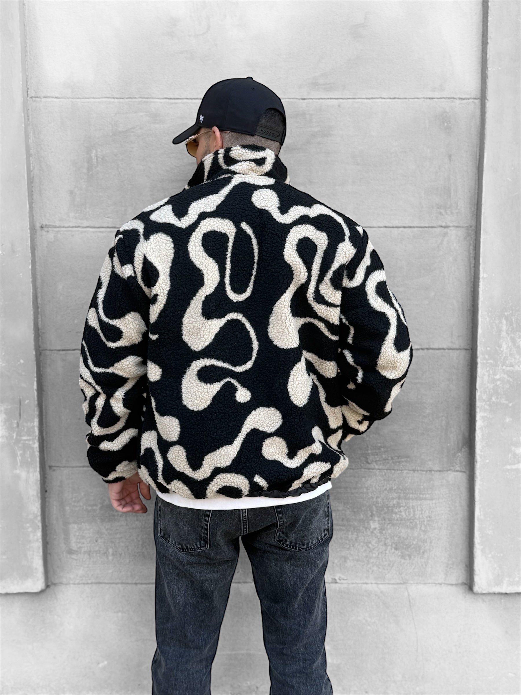 Veste laine beige noir