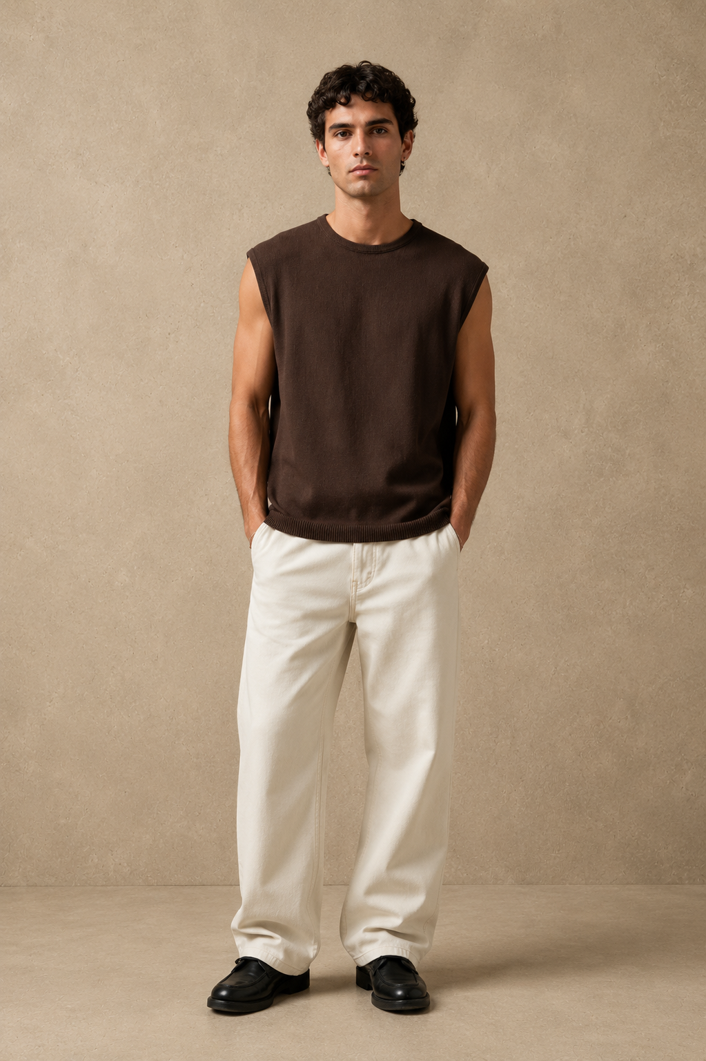 Débardeur maille marron