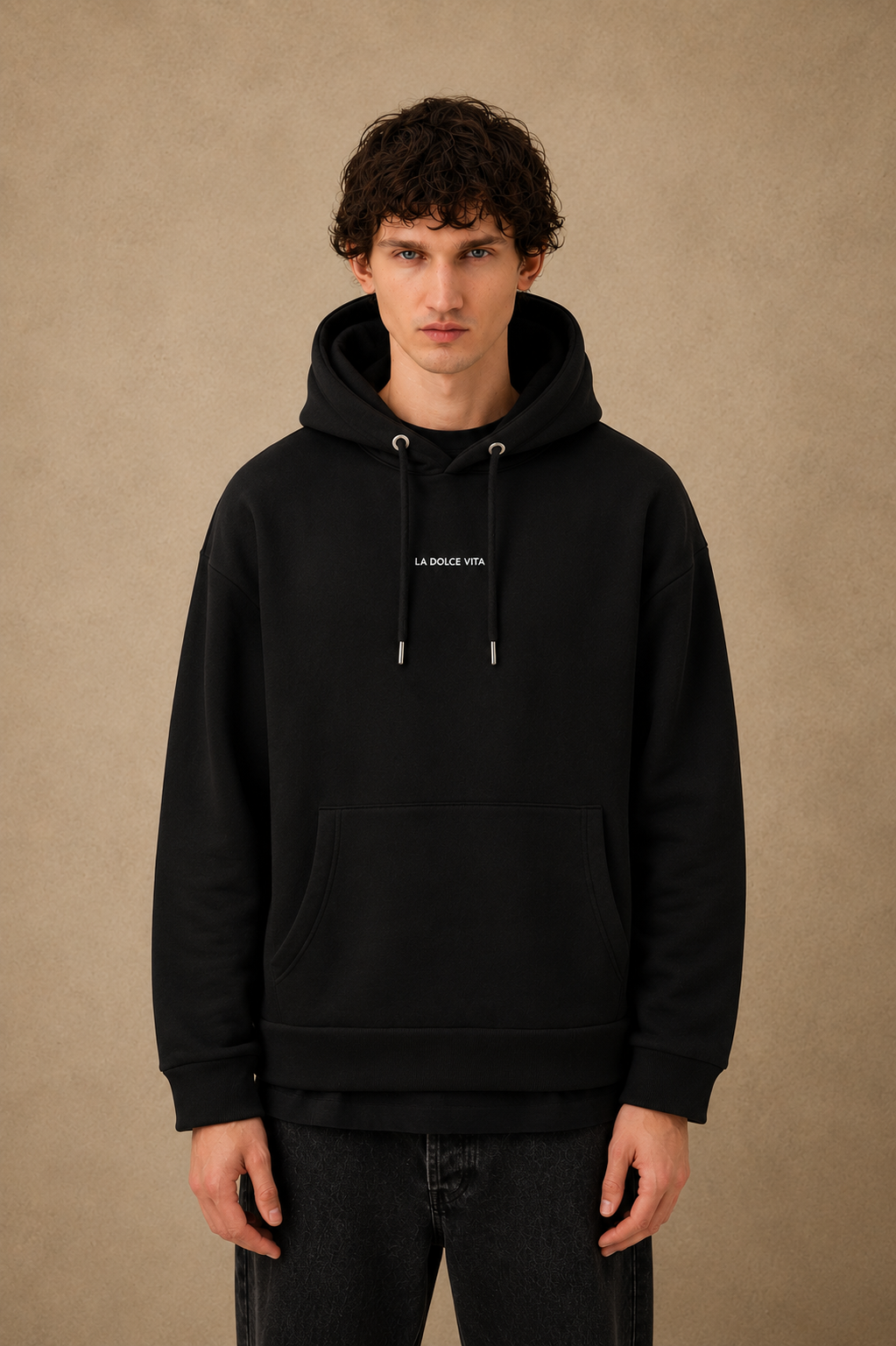 Sweat capuche noir Dolce Vita