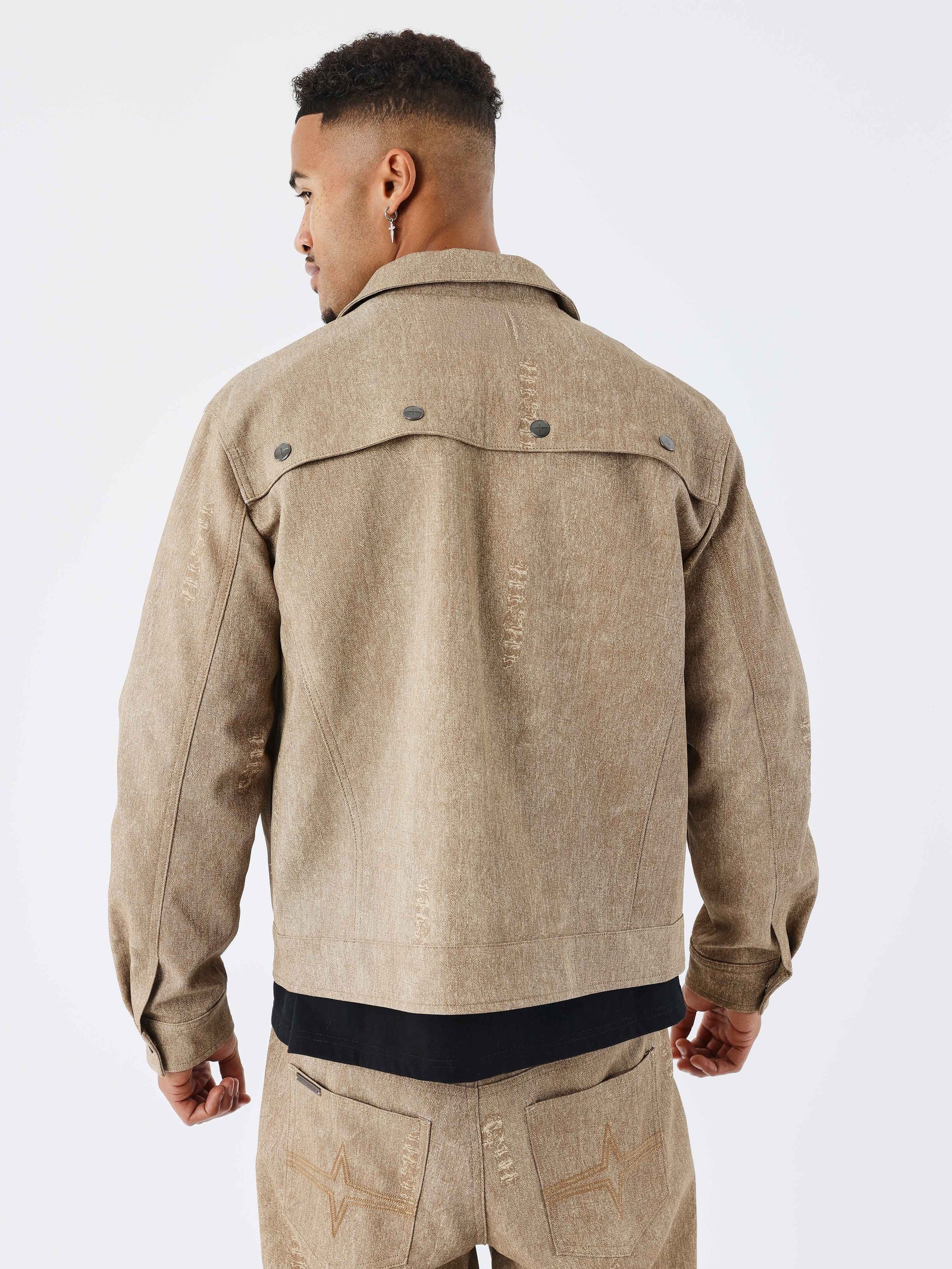 PXP - Veste similicuir marron effet denim