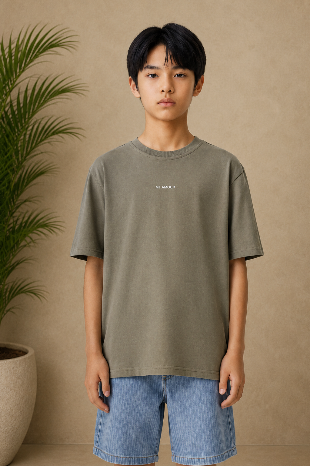 T-shirt enfant Amore kaki