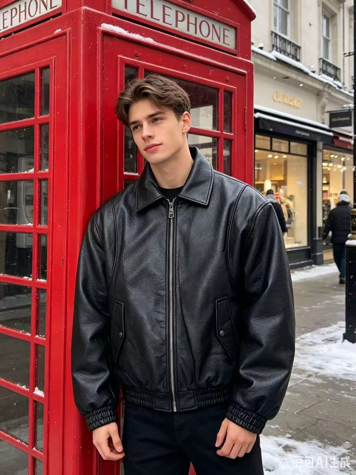 Veste Bomber similicuir noir