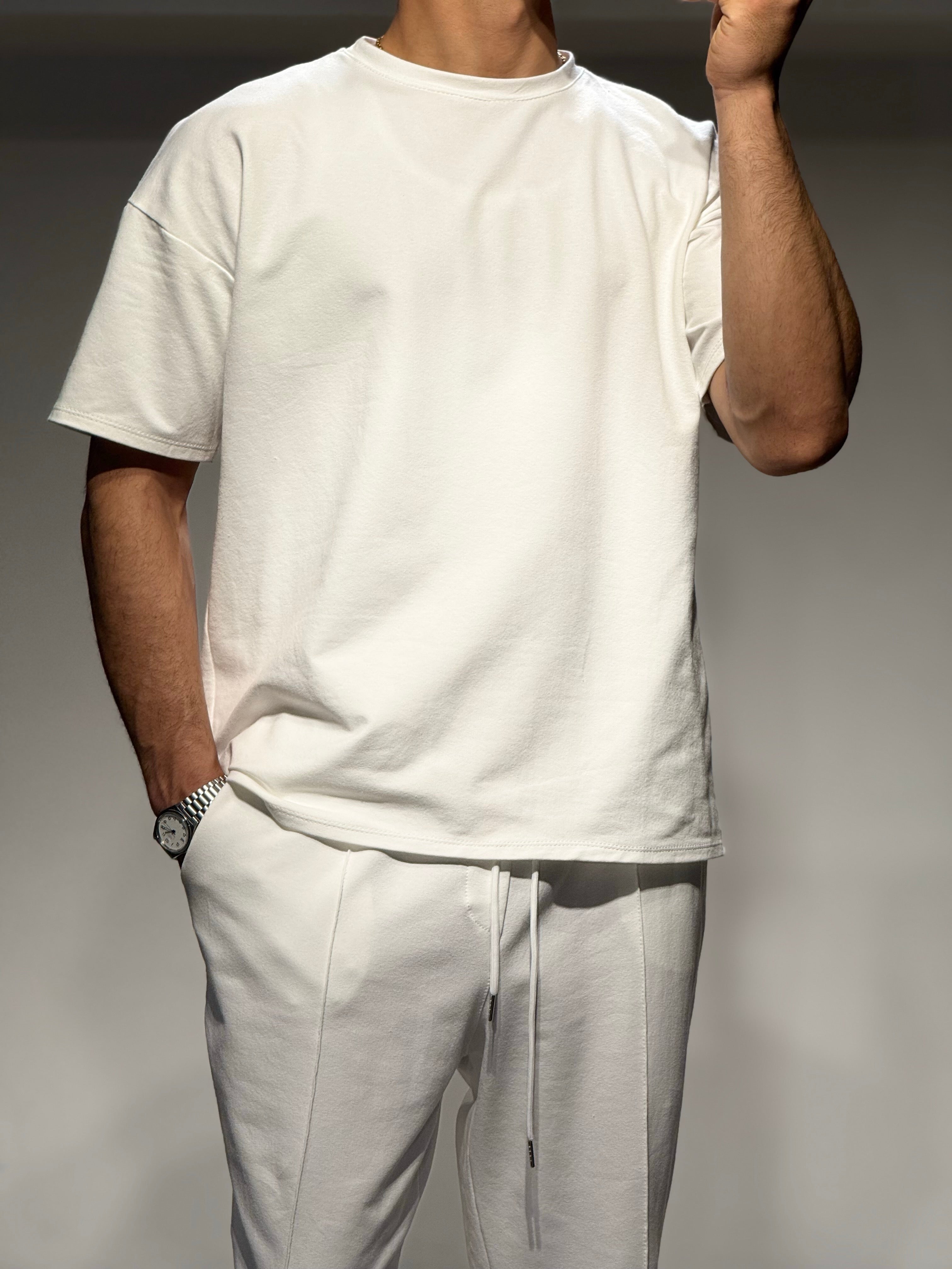 Ensemble Basic t-shirt pantalon blanc