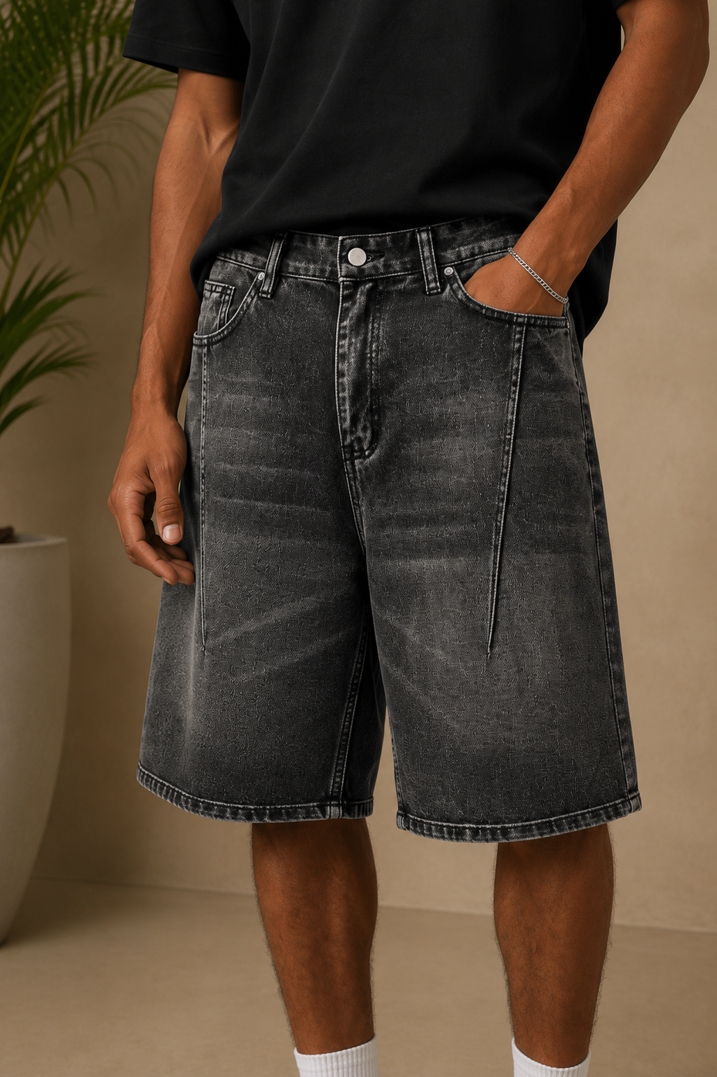 Short bermuda jean gris