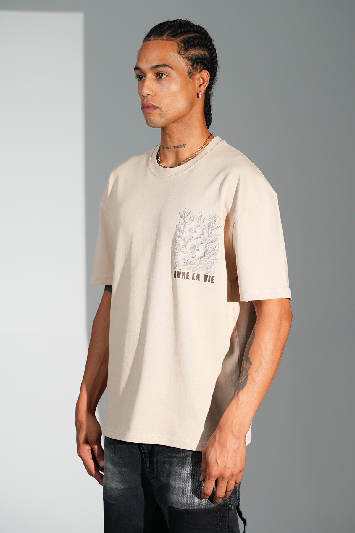 T-Shirt Vivre la vie beige