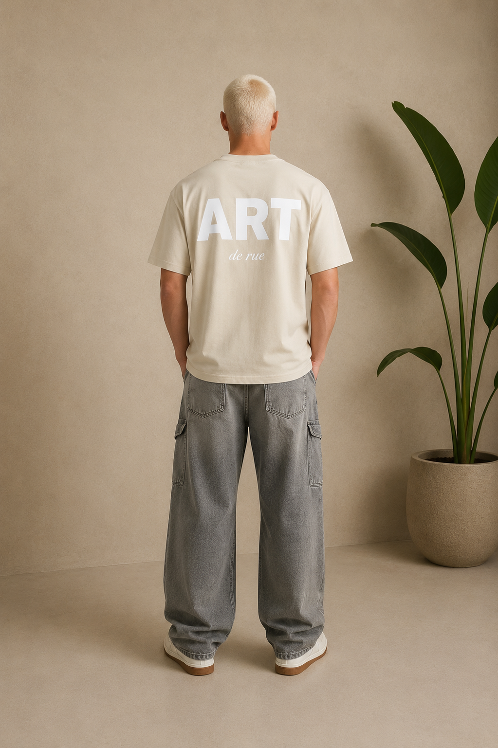 T-Shirt ART futuriste beige