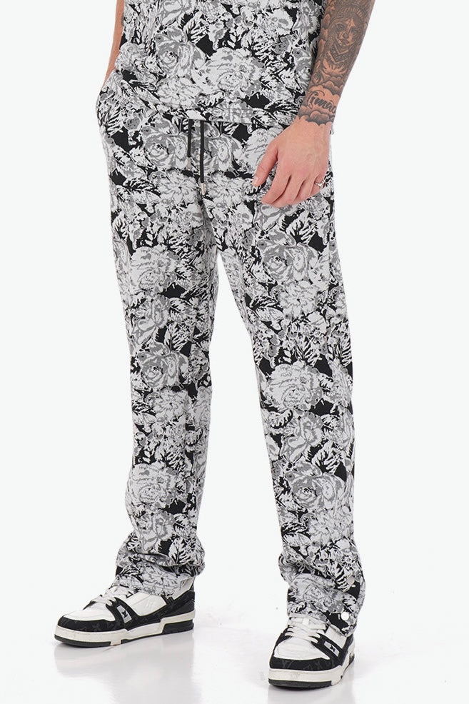 Pantalon motif noir gris blanc LL1114