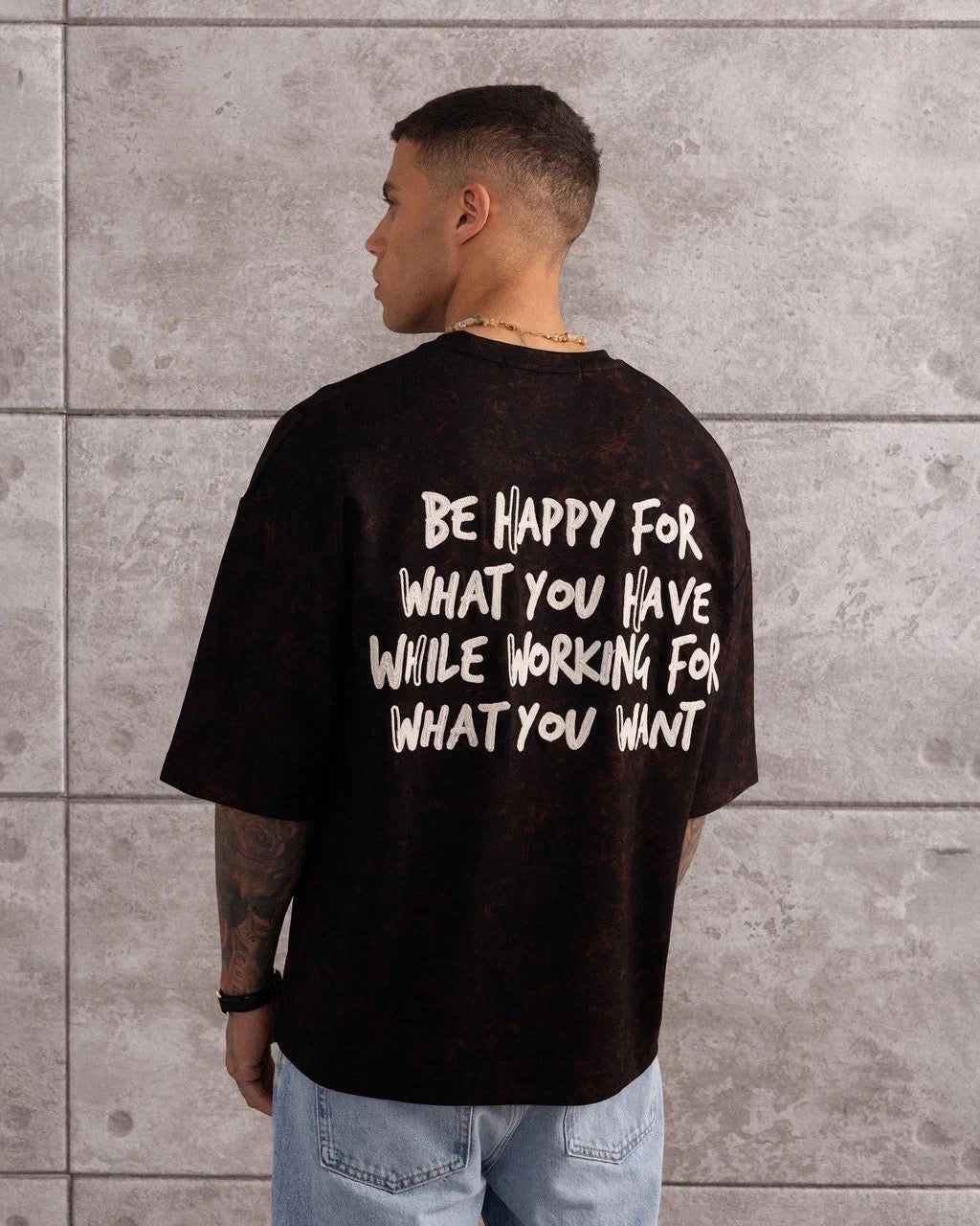 T-shirt Oversize Be Happy noir