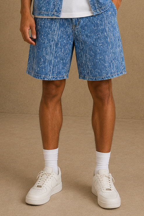 Short jean bleu destroy