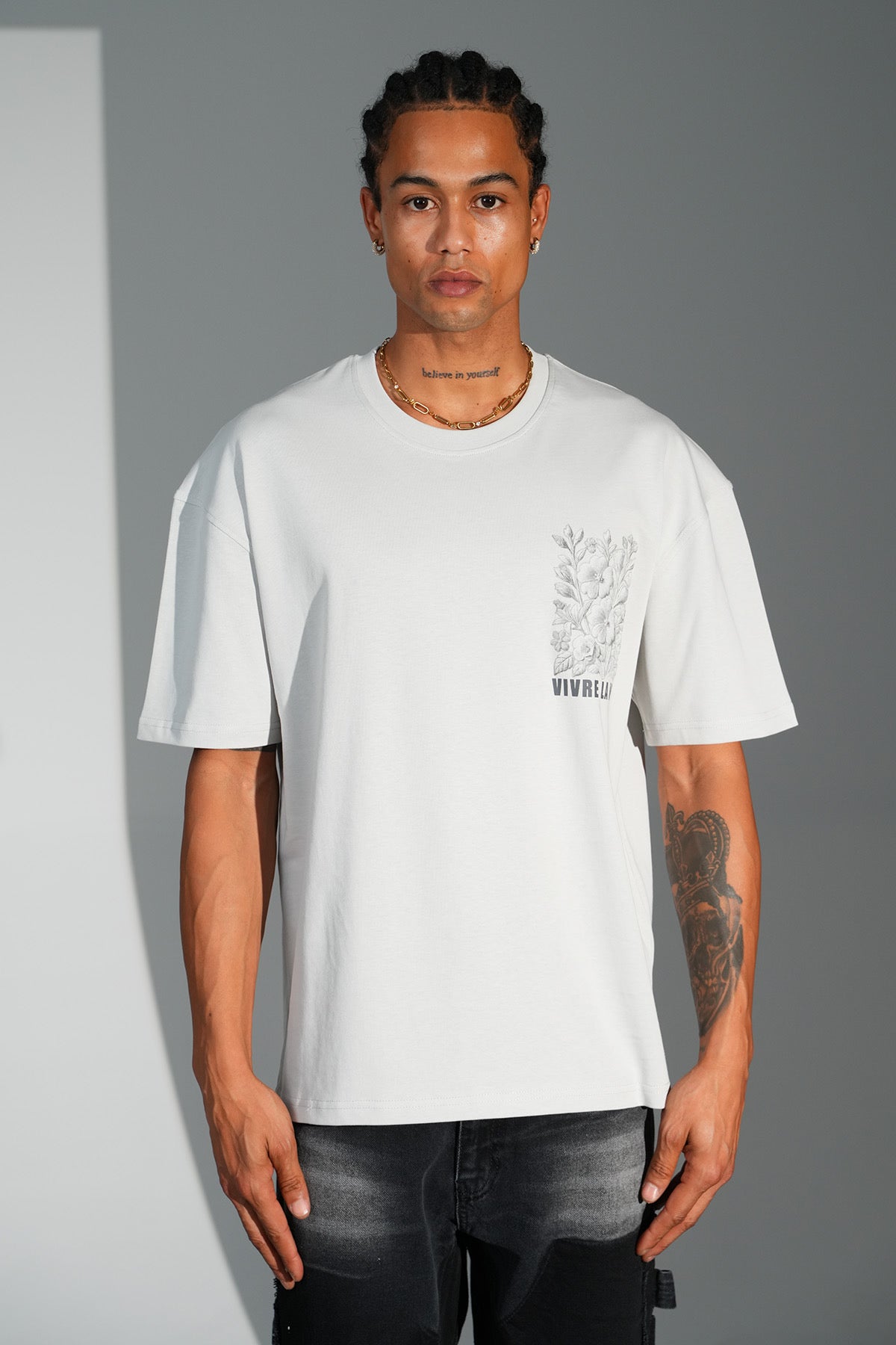T-Shirt Vivre la vie gris