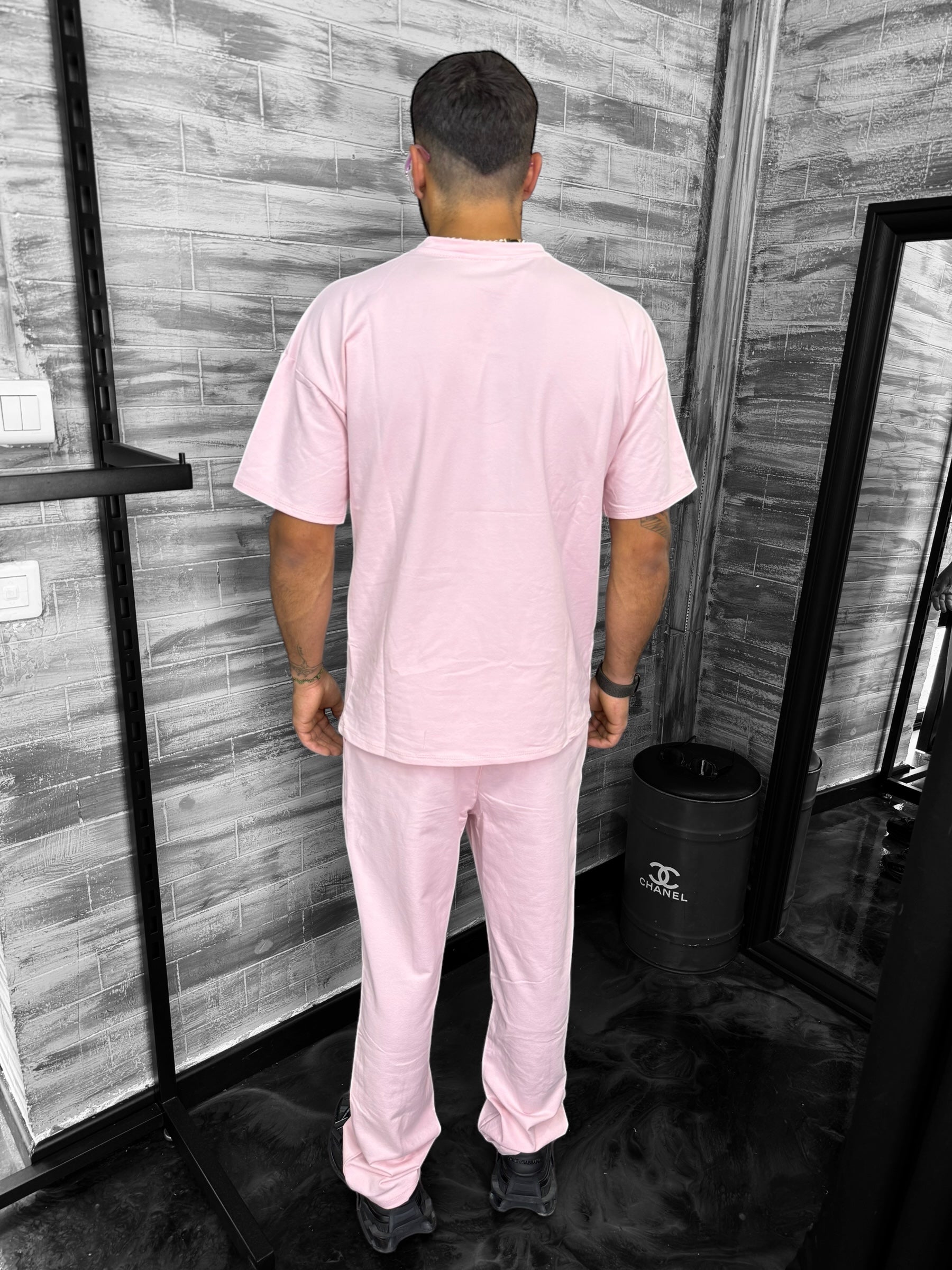 Ensemble Basic t-shirt pantalon rose