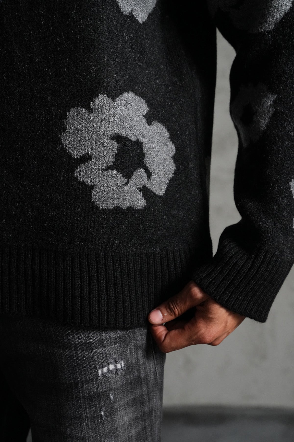 Pull maille Tears noir