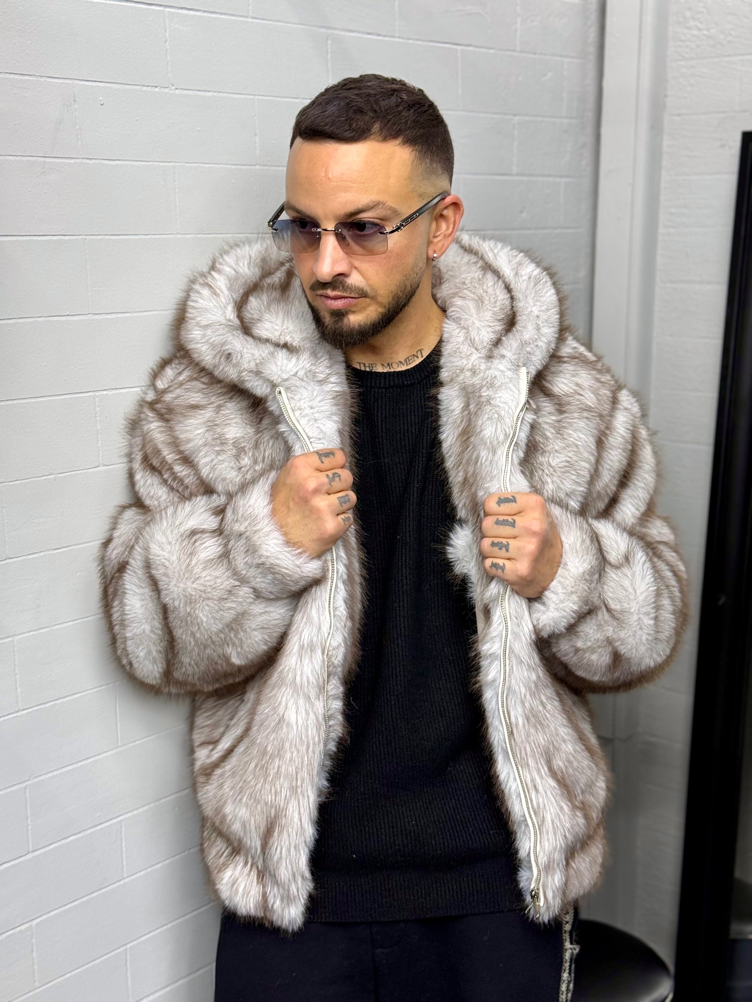 Veste fourrure beige/marron