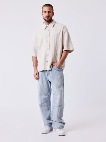 PXP - Chemise manche courte maille beige