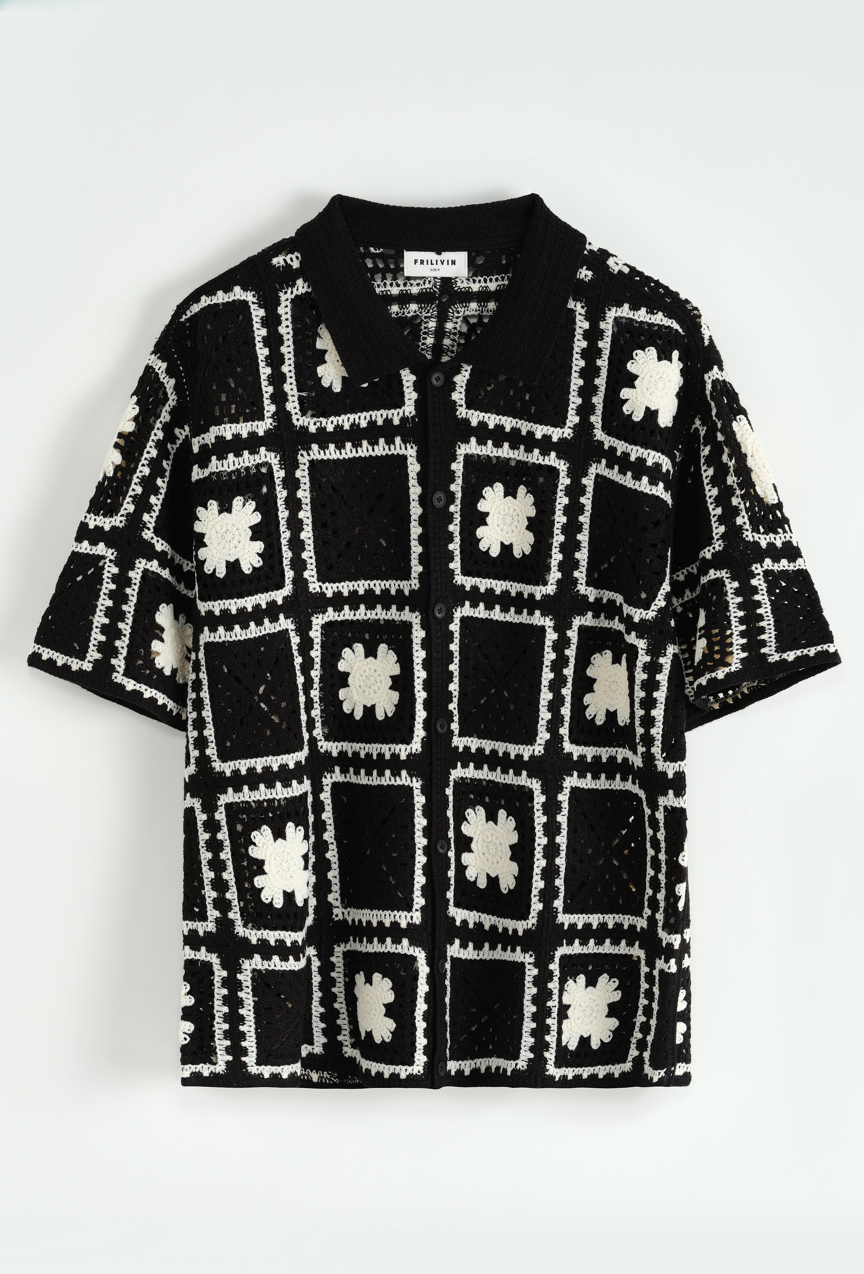 Chemise crochet noir / blanc