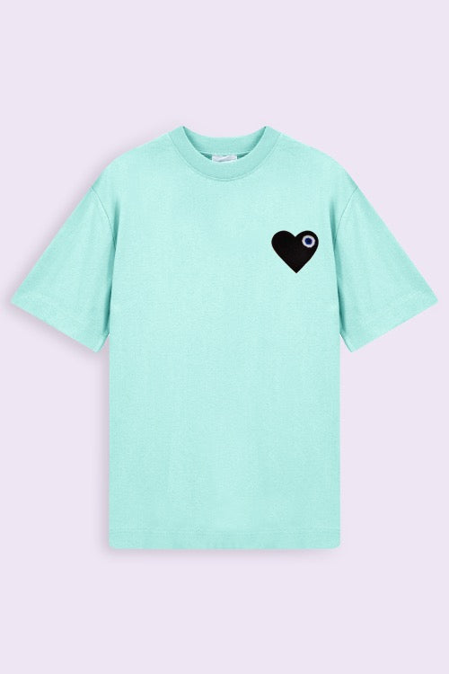 T-shirt mint coeur noir